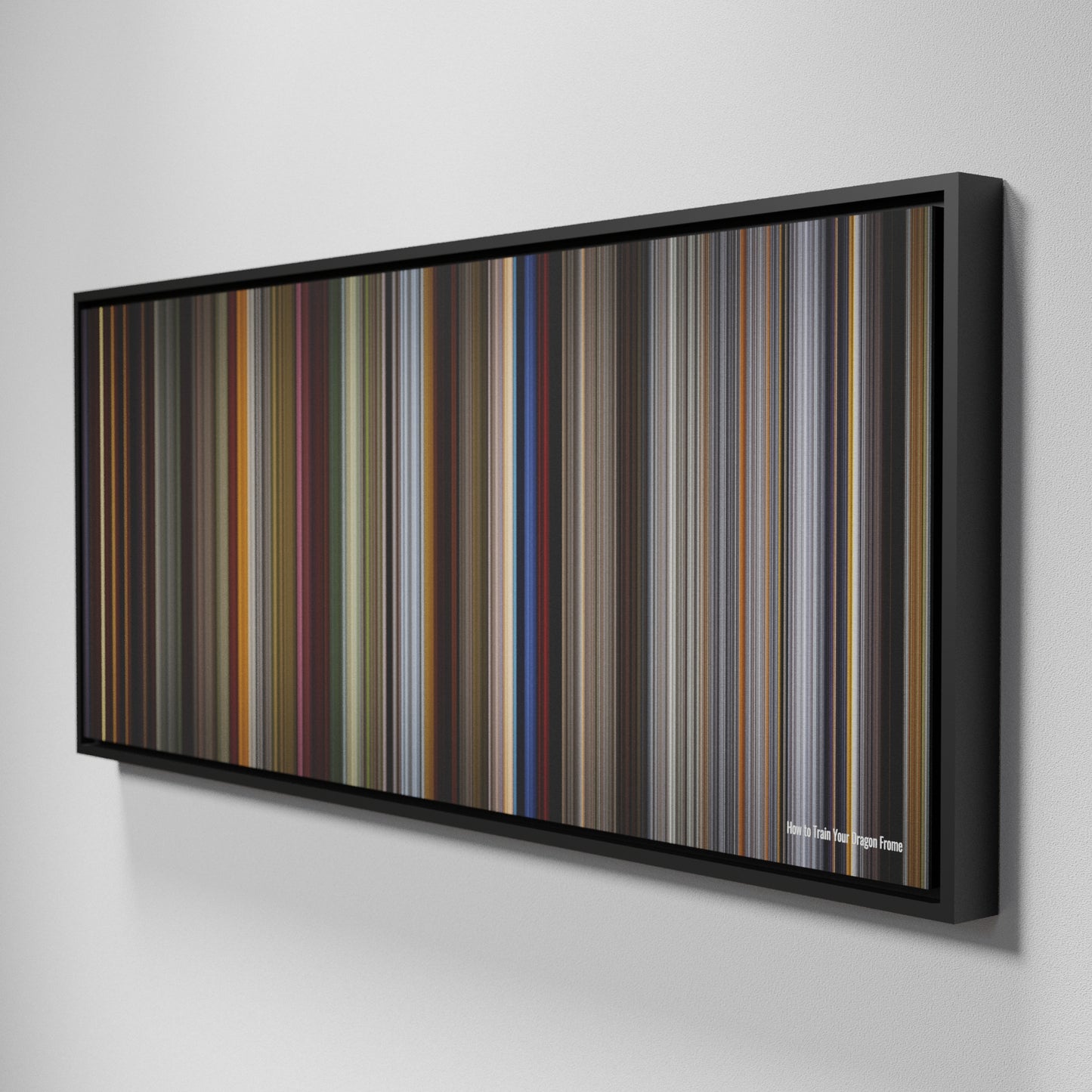 Side view of Framed Buff's of How to Train Your Dragon Frome on the wall