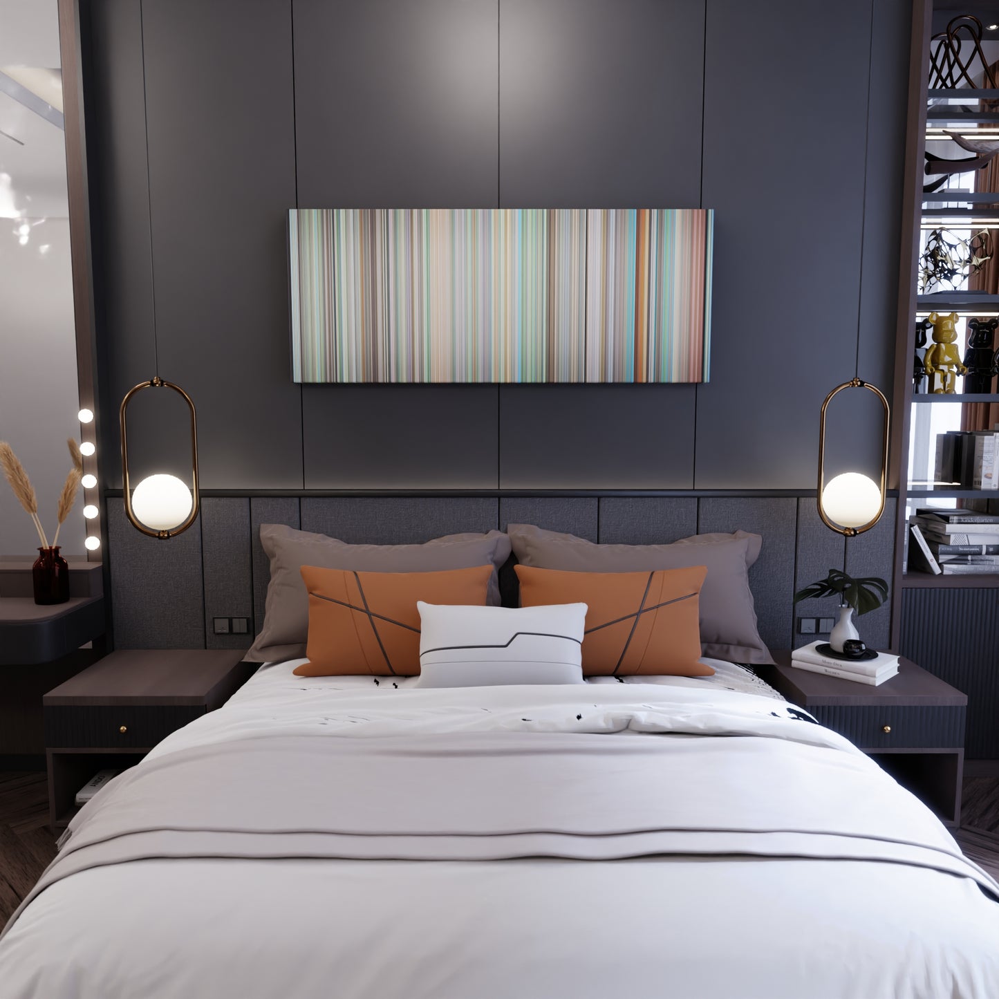 Bedroom interior with The Girl Who Leapt Through Time Frome on the wall