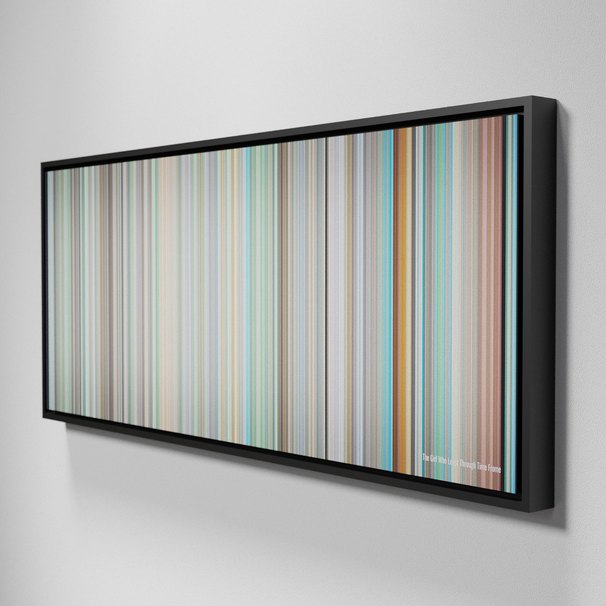 Side view of Framed Buff's of The Girl Who Leapt Through Time Frome on the wall