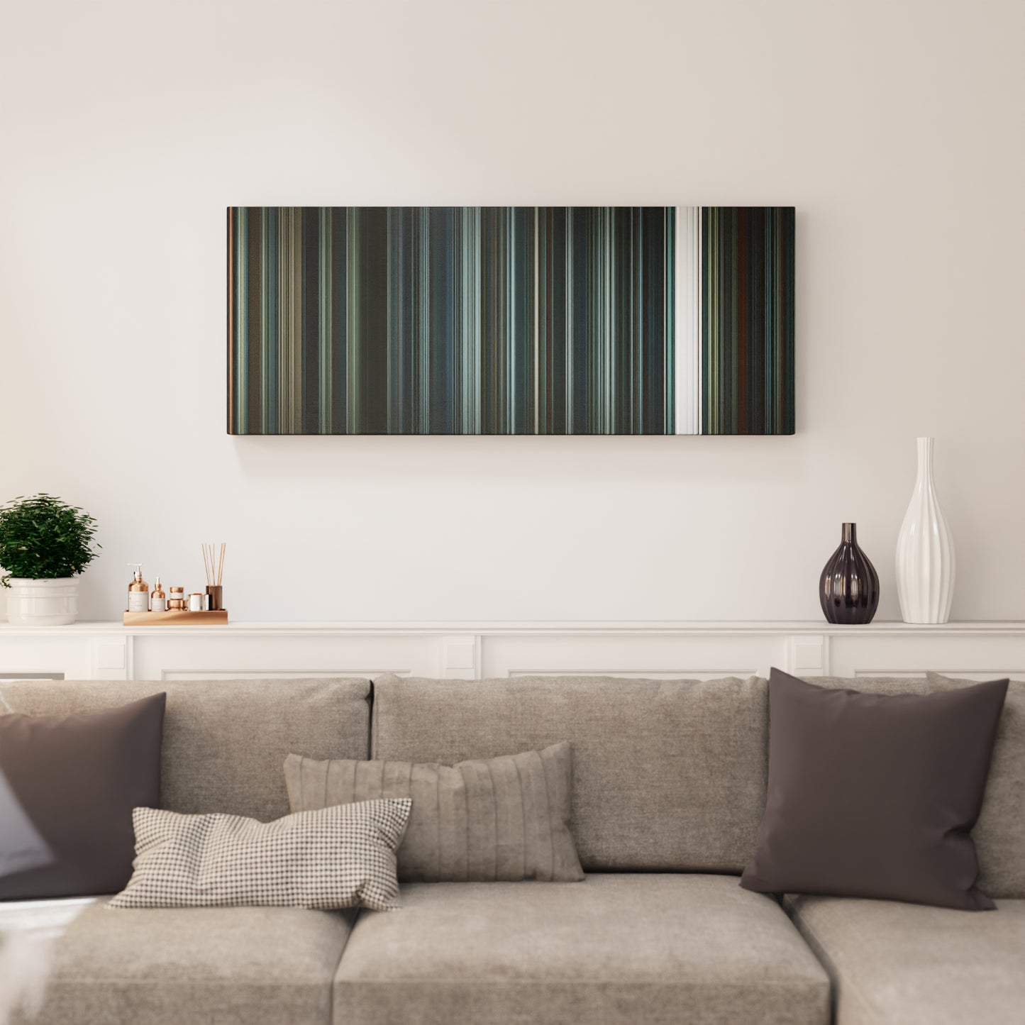 Living room interior with Arrival Frome on the wall