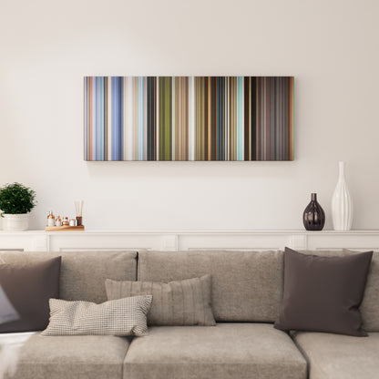 Living room interior with Surf's Up Frome on the wall