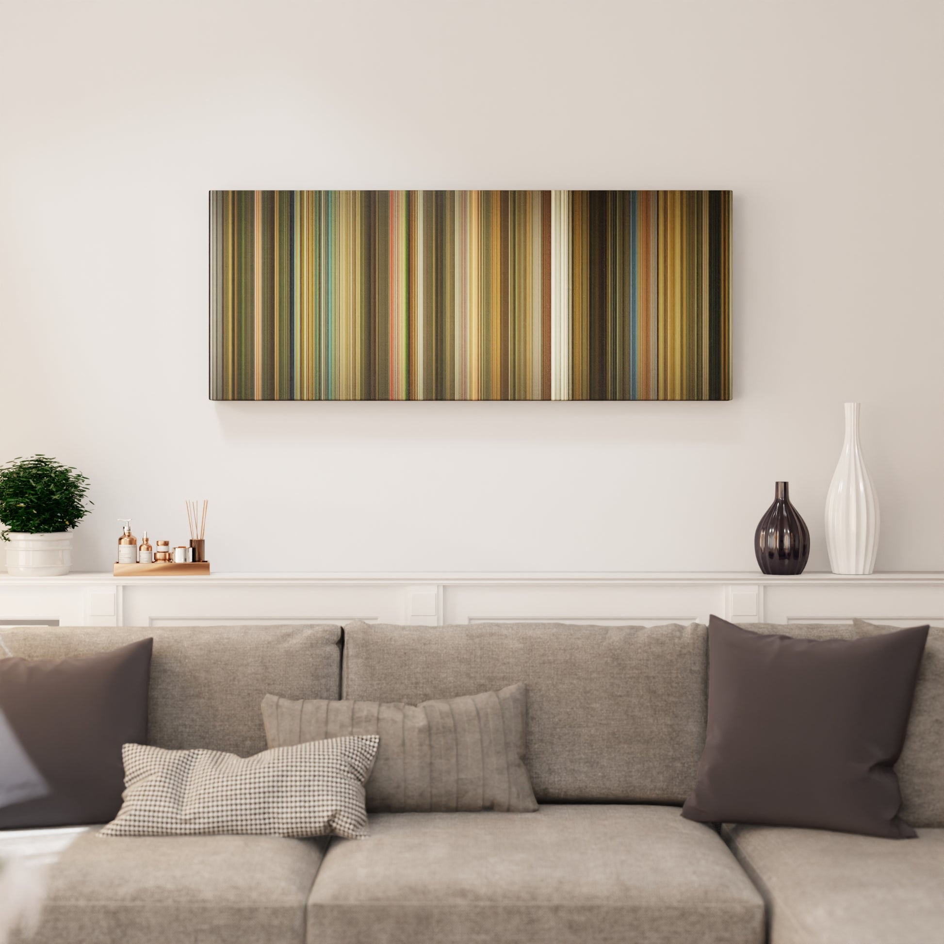 Living room interior with The Fall Frome on the wall