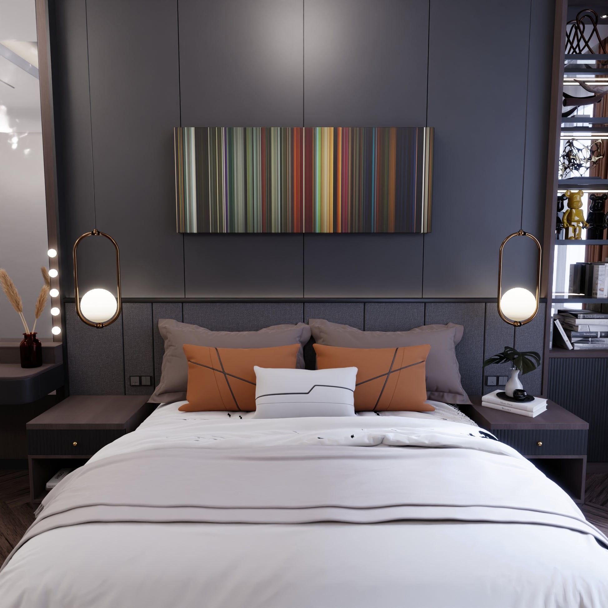 Bedroom interior with Ad Astra Frome on the wall