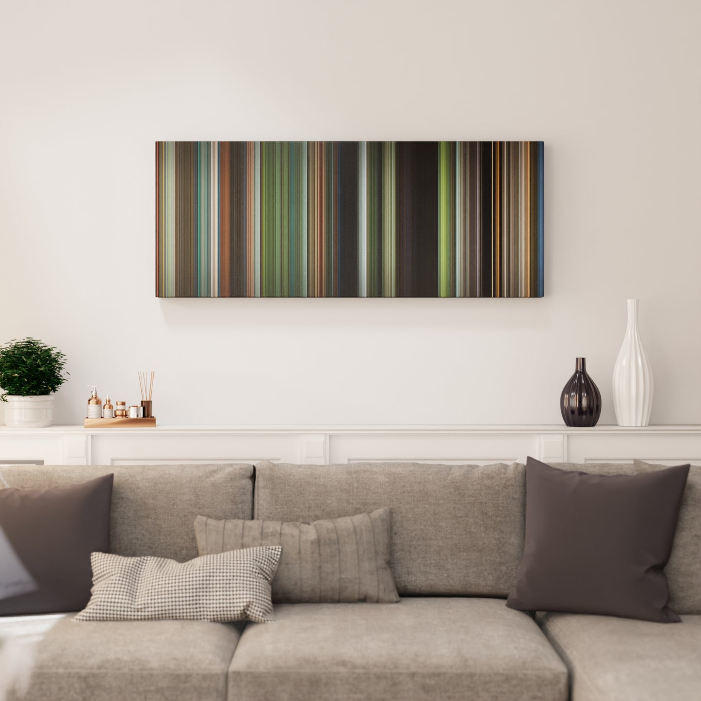 Living room interior with Annihilation Frome on the wall