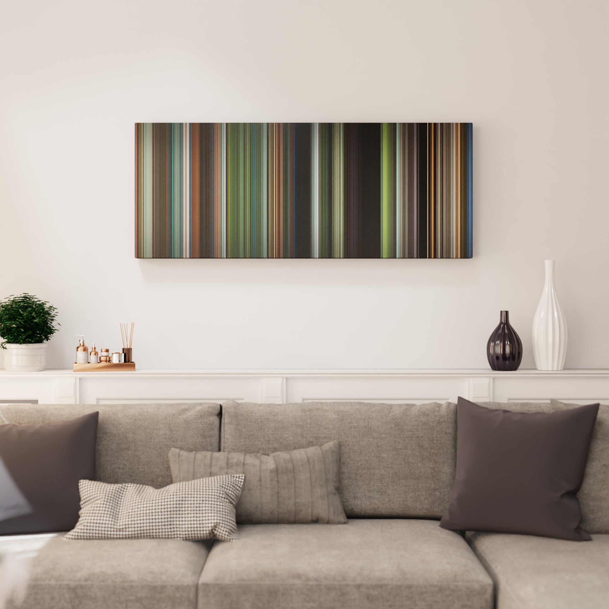 Living room interior with Annihilation Frome on the wall