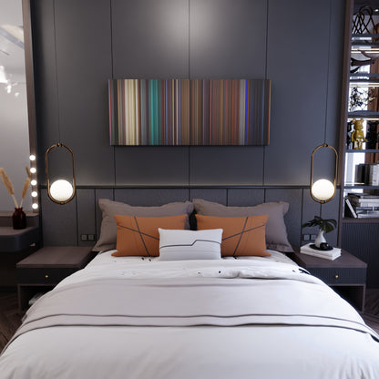 Bedroom interior with Kill Bill: Volume 1 Frome on the wall