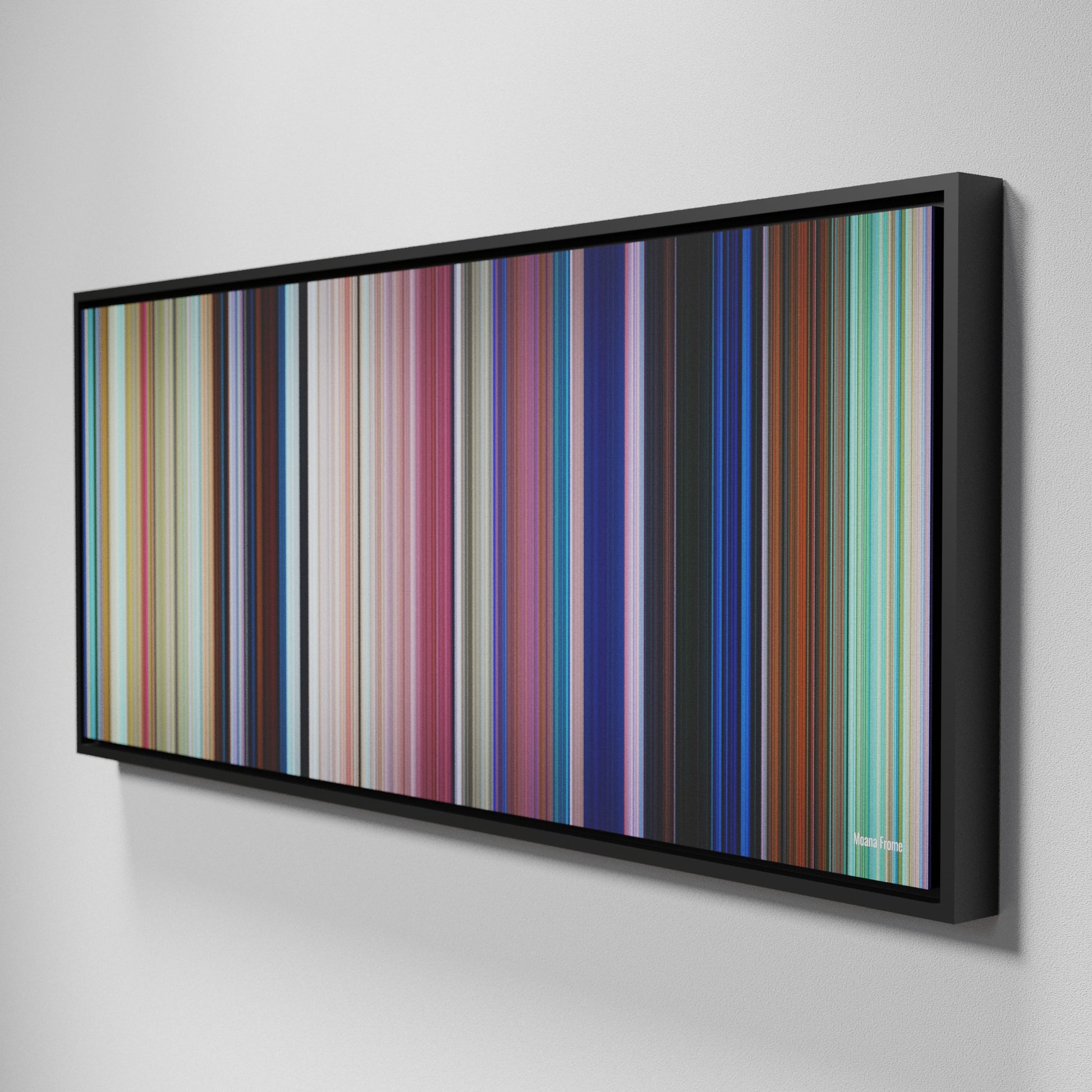 Side view of Framed Buff's of Moana Frome on the wall