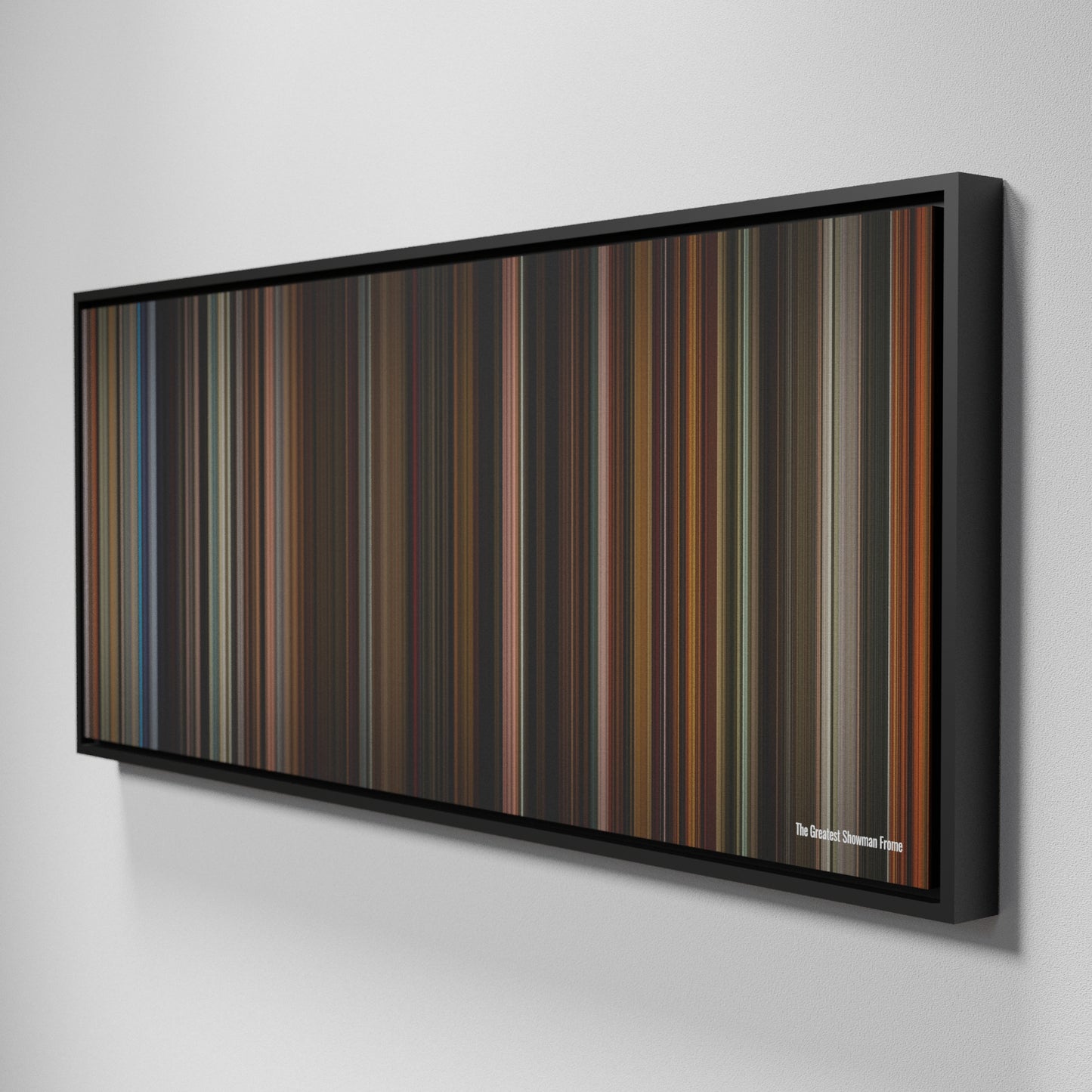 Side view of Framed Buff's of The Greatest Showman Frome on the wall