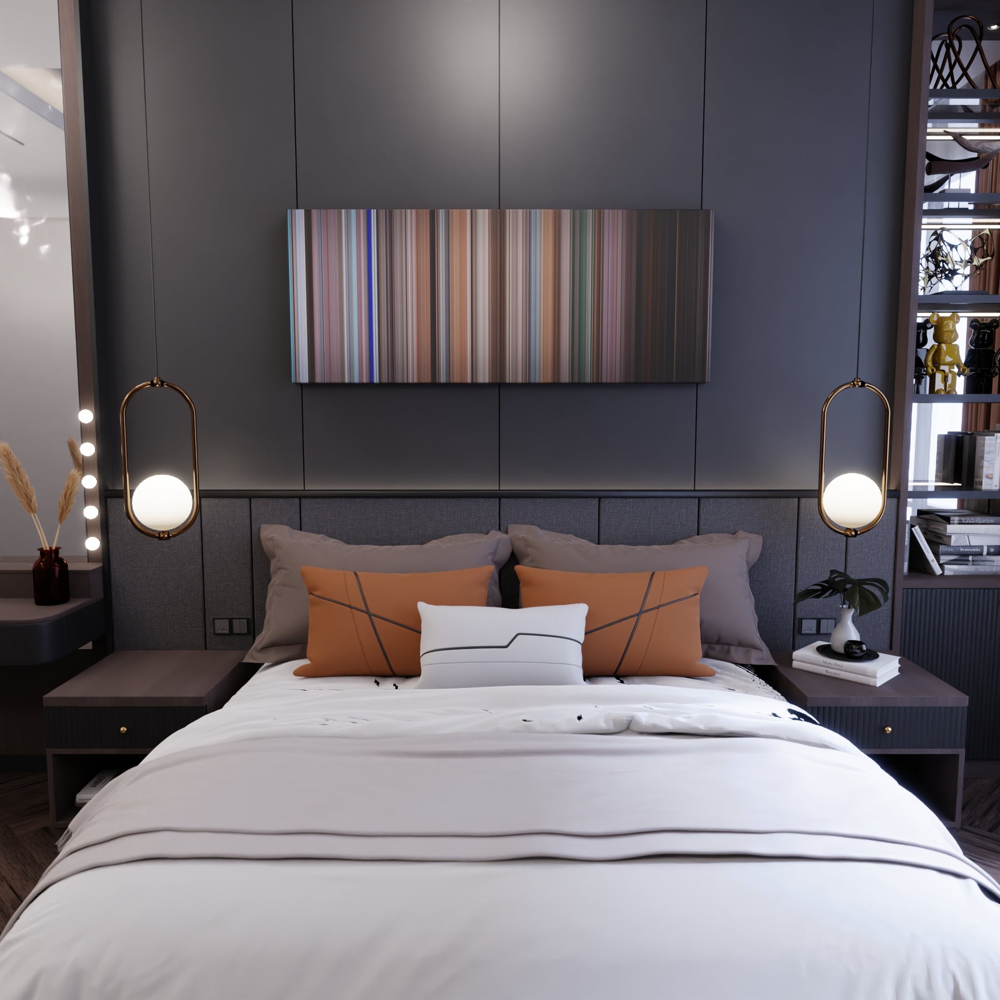 Bedroom interior with Elf Frome on the wall