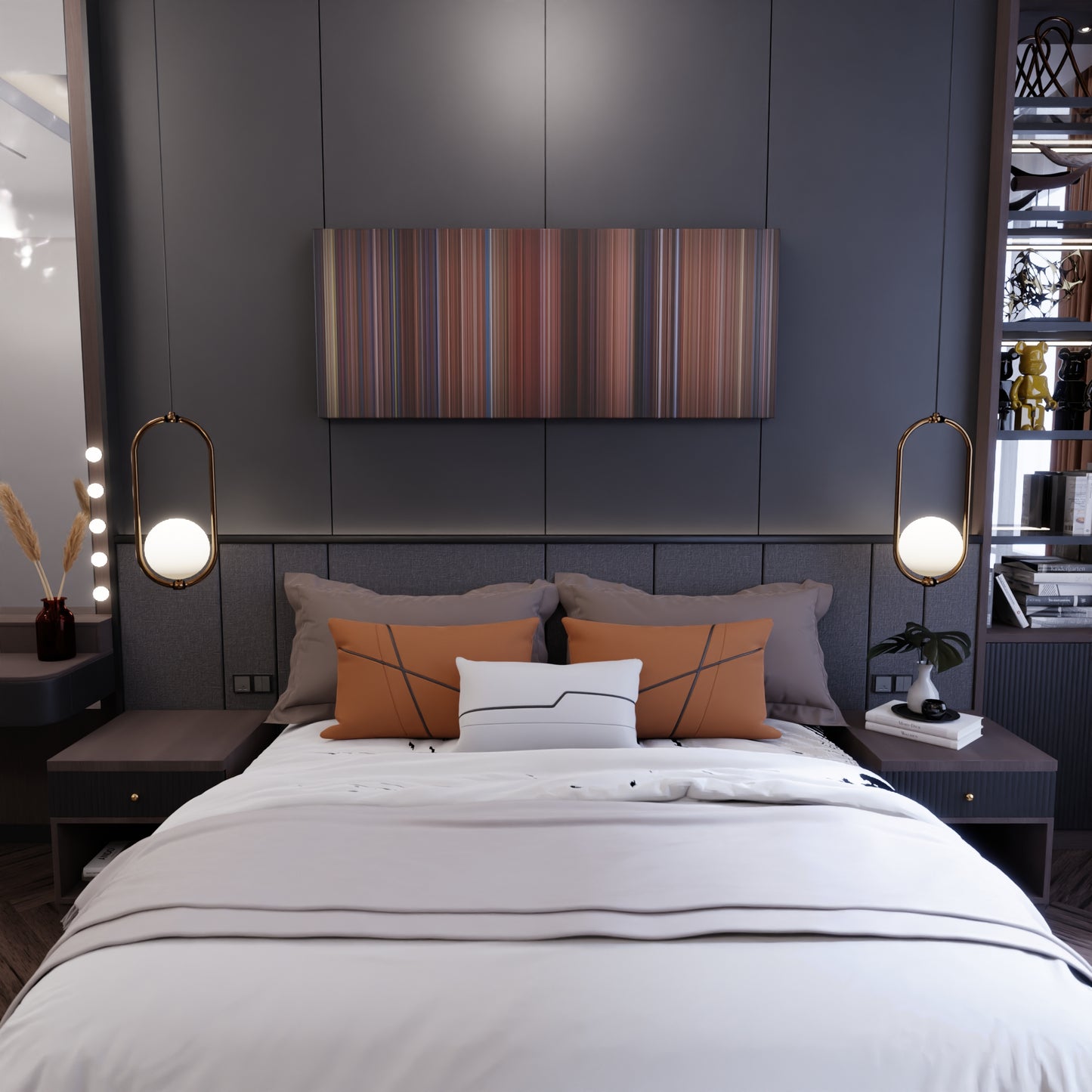 Bedroom interior with Hook Frome on the wall