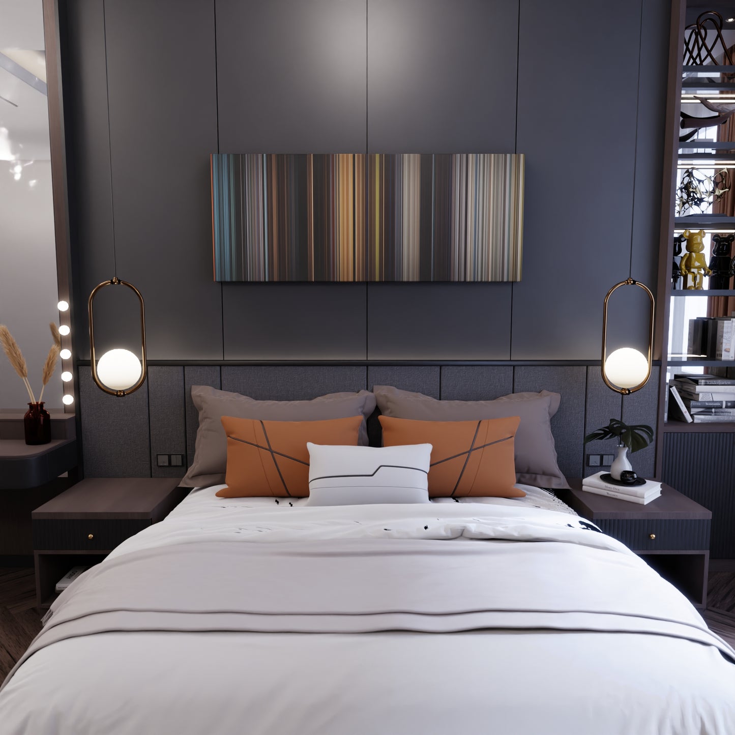 Bedroom interior with Avengers: Age of Ultron Frome on the wall