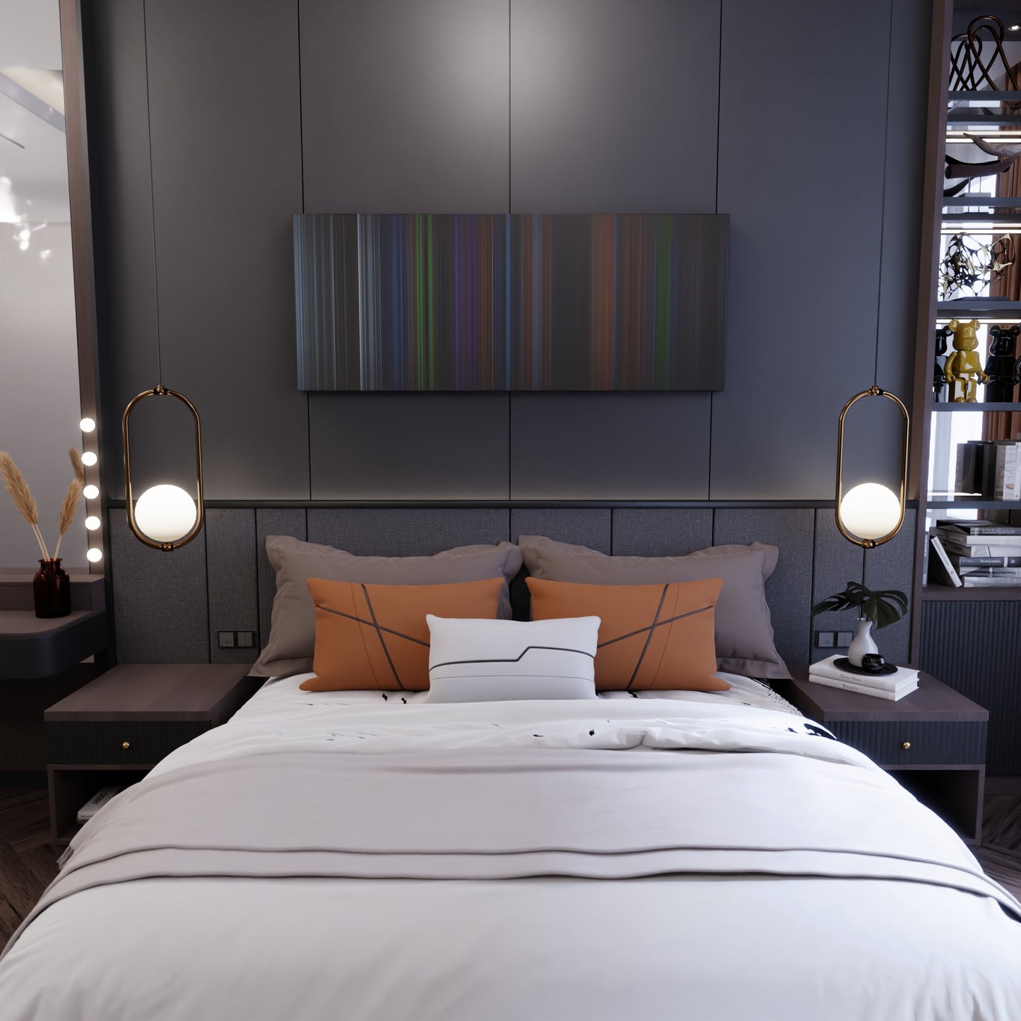 Bedroom interior with Corpse Bride Frome on the wall