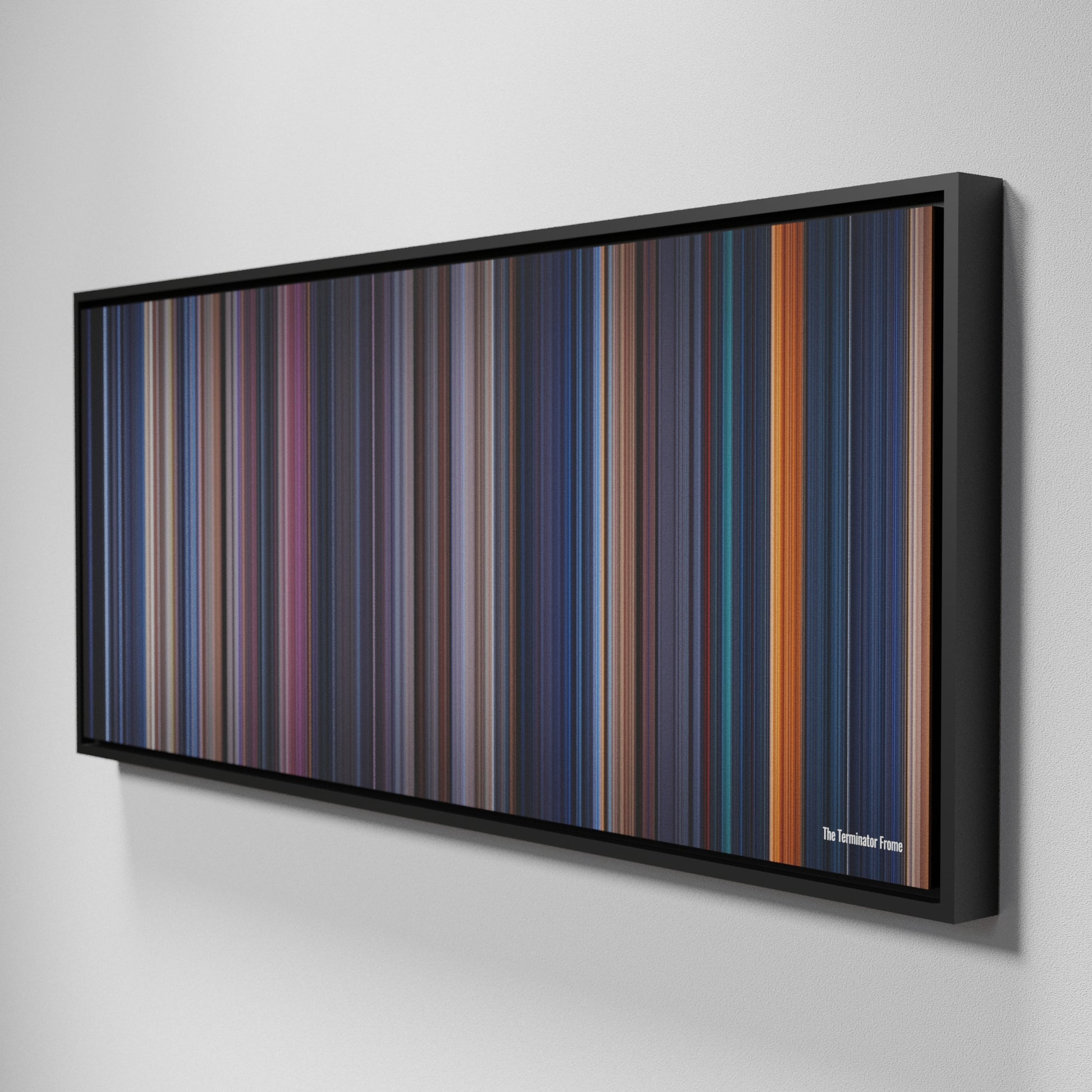 Side view of Framed Buff's of The Terminator Frome on the wall