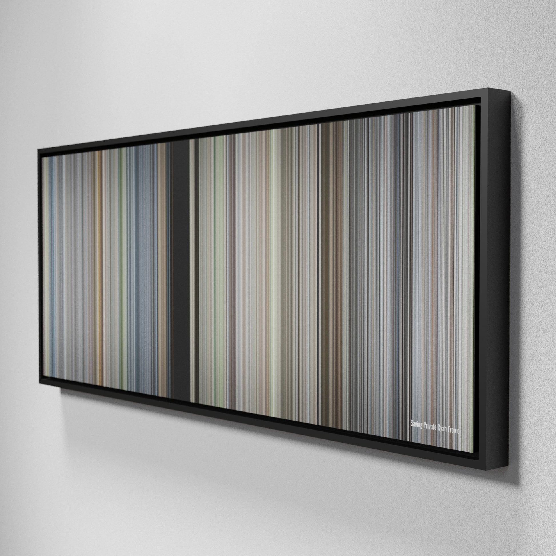 Side view of Framed Buff's of Saving Private Ryan Frome on the wall