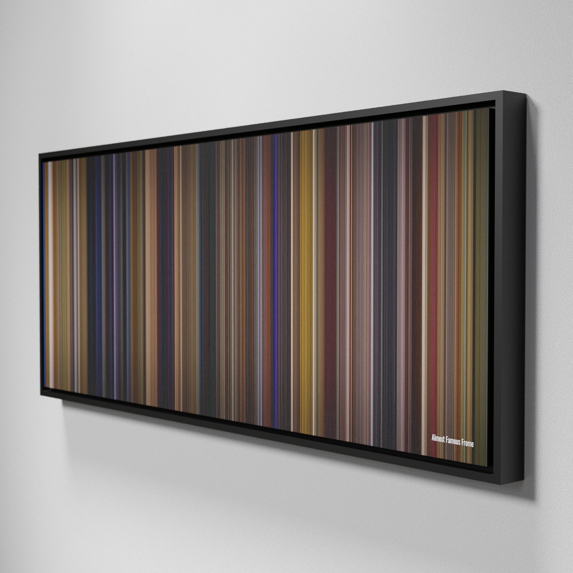 Side view of Framed Buff's of Almost Famous Frome on the wall