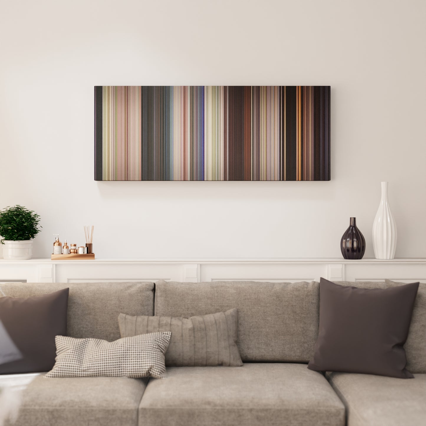 Living room interior with The 'Burbs Frome on the wall