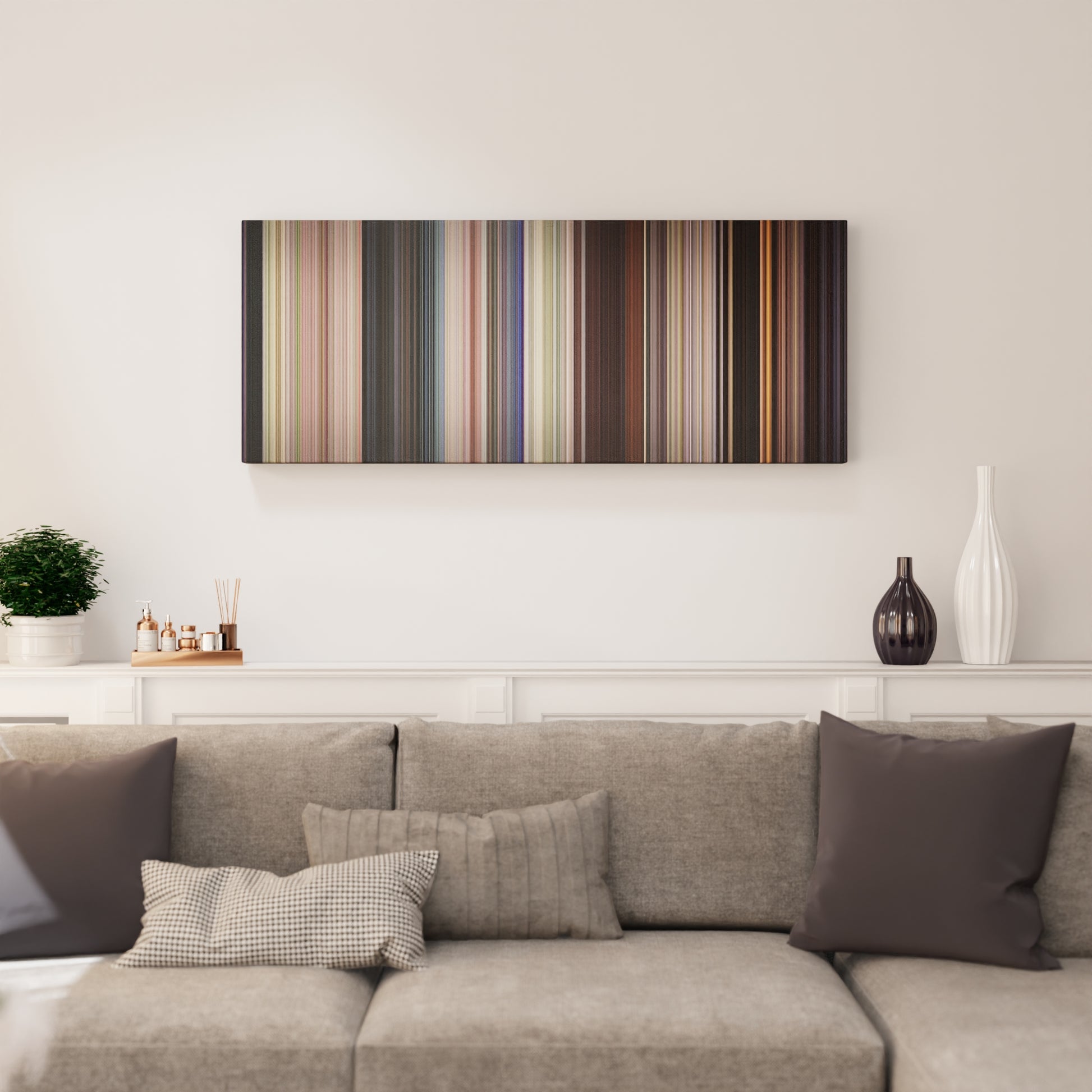 Living room interior with The 'Burbs Frome on the wall