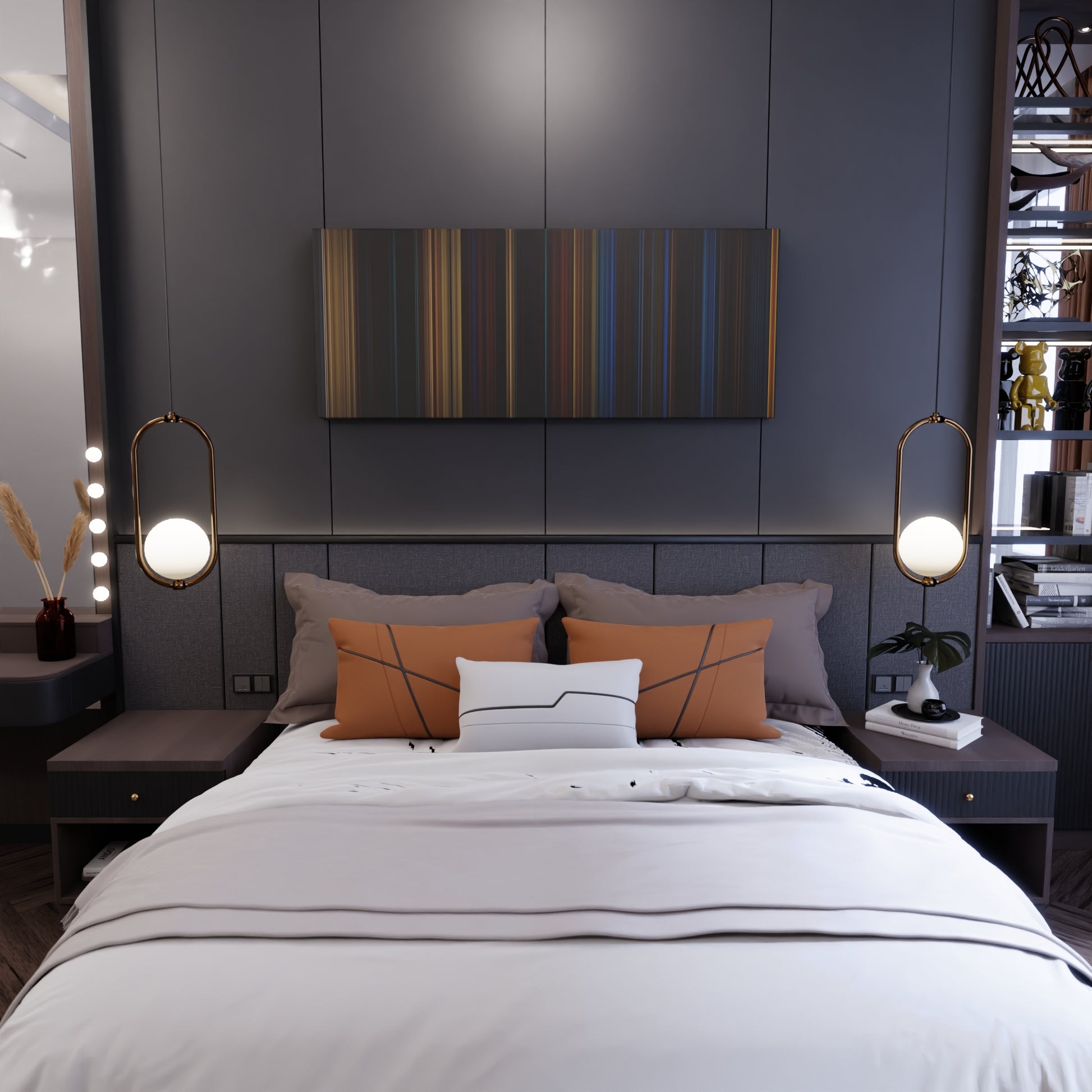 Bedroom interior with Pan's Labyrinth Frome on the wall