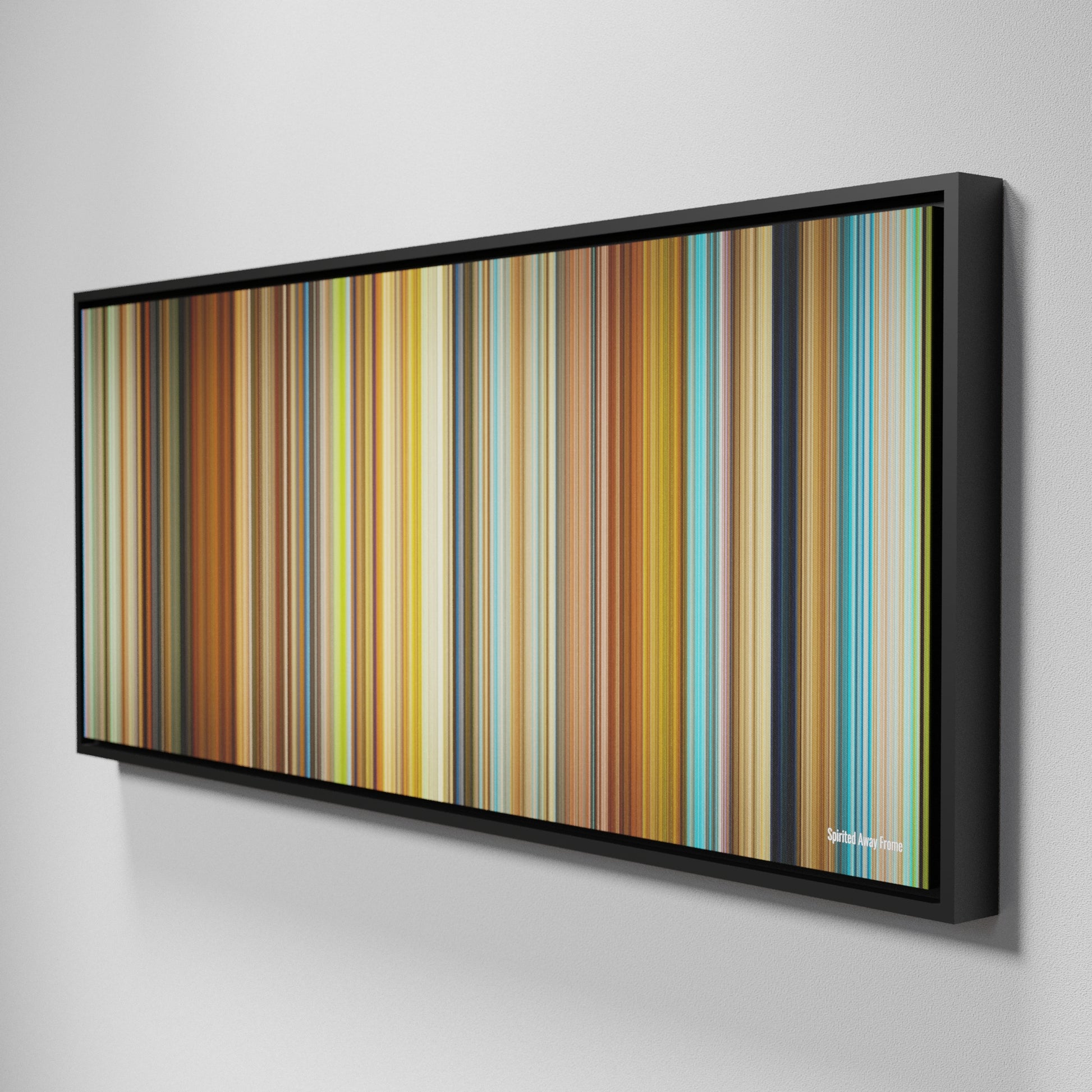 Side view of Framed Buff's of Spirited Away Frome on the wall