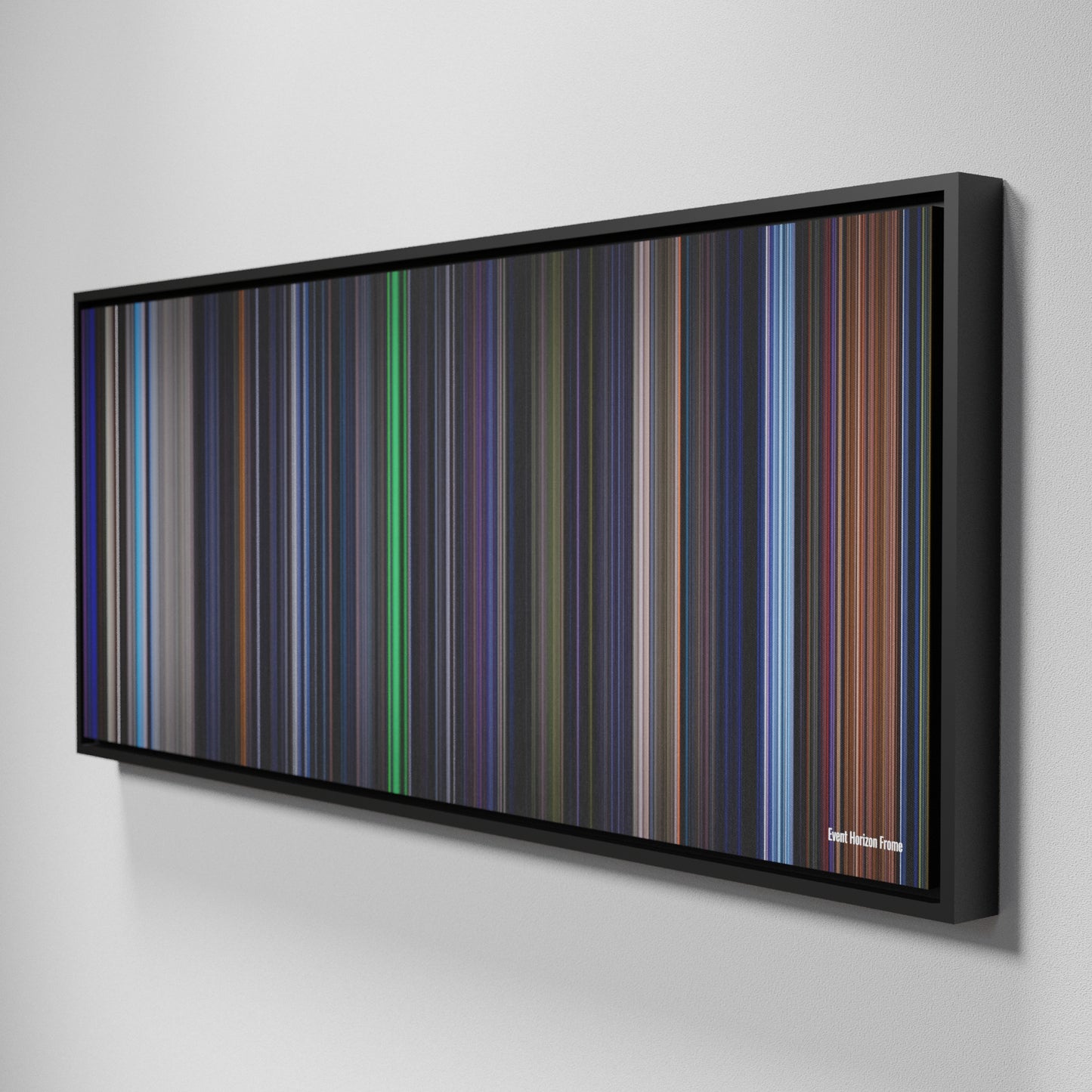 Side view of Framed Buff's of Event Horizon Frome on the wall