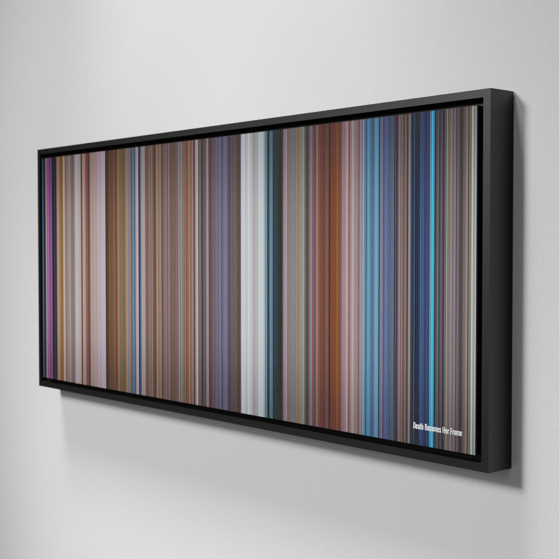 Side view of Framed Buff's of Death Becomes Her Frome on the wall