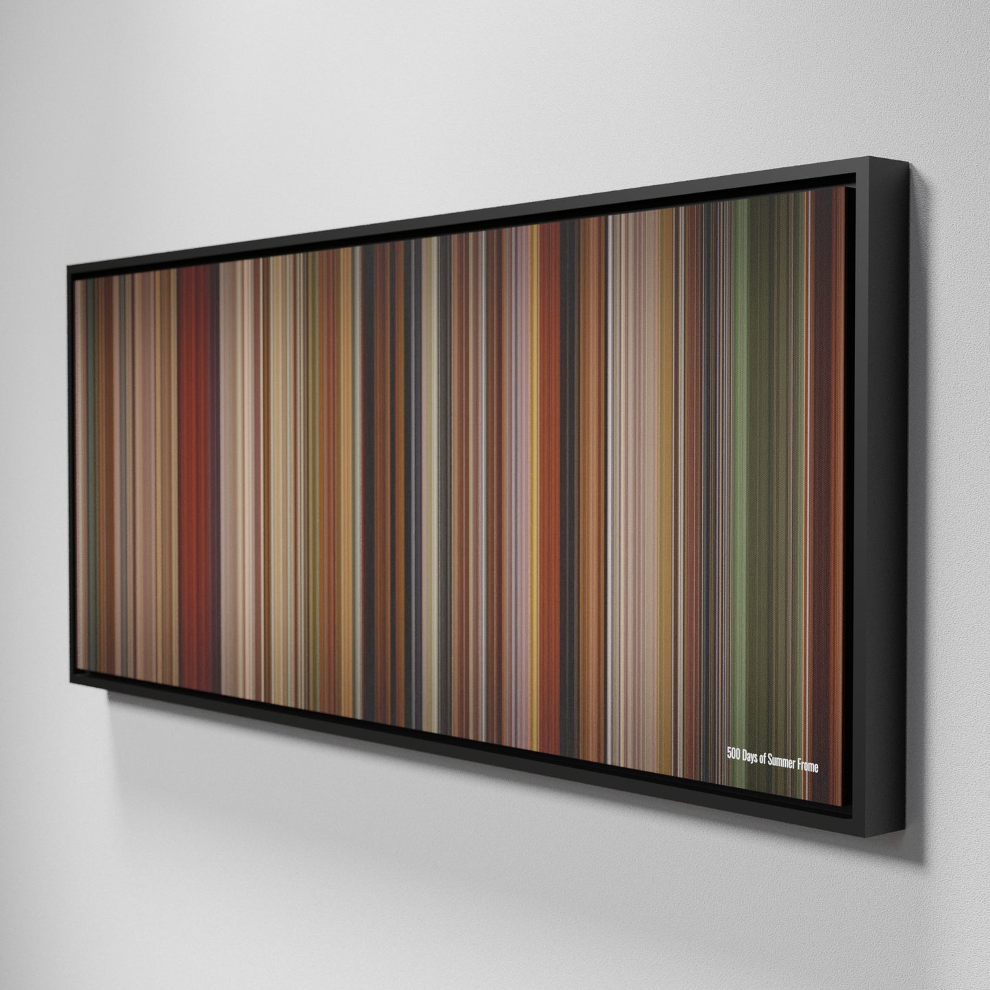 Side view of Framed Buff's of 500 Days of Summer Frome on the wall