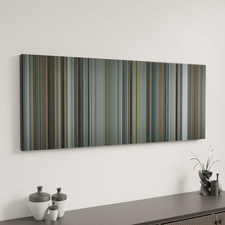 Burnt canvas art in modern interior - movie color palette