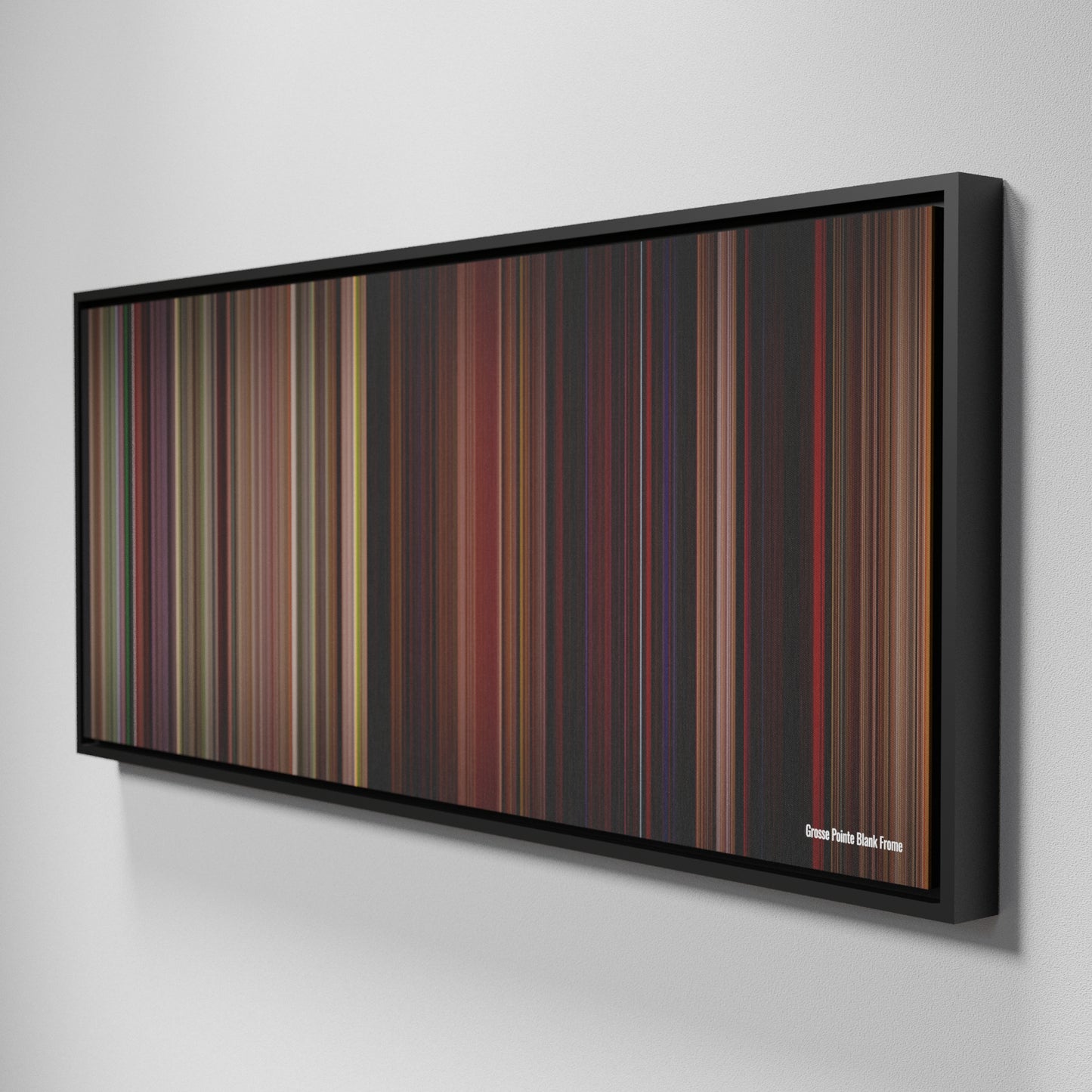 Side view of Framed Buff's of Grosse Pointe Blank Frome on the wall