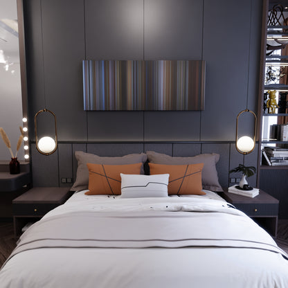 Bedroom interior with Groundhog Day Frome on the wall