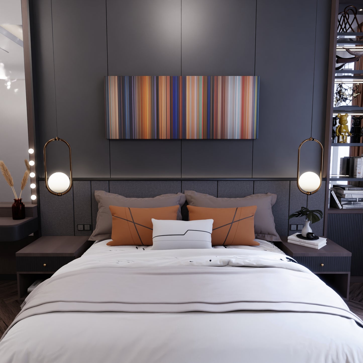 Bedroom interior with The Iron Giant Frome on the wall