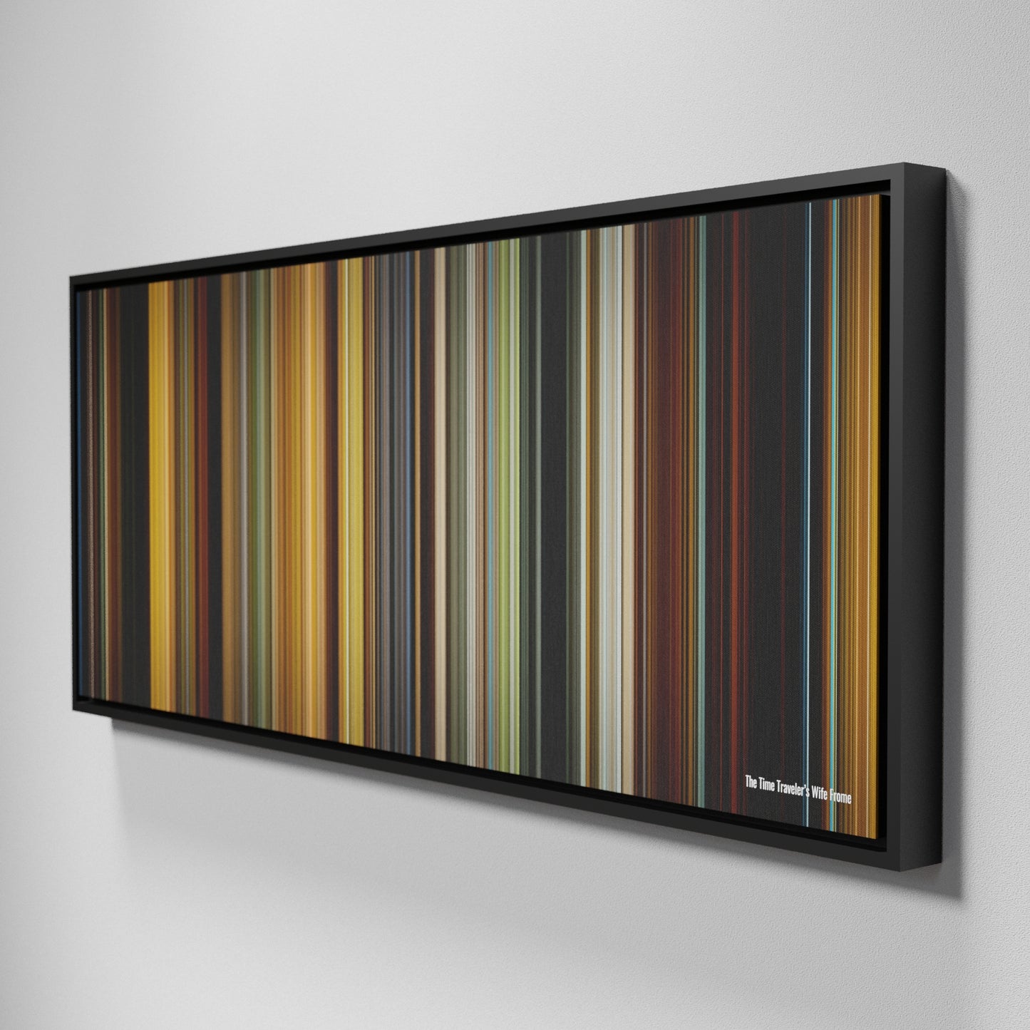 Side view of Framed Buff's of The Time Traveler's Wife Frome on the wall