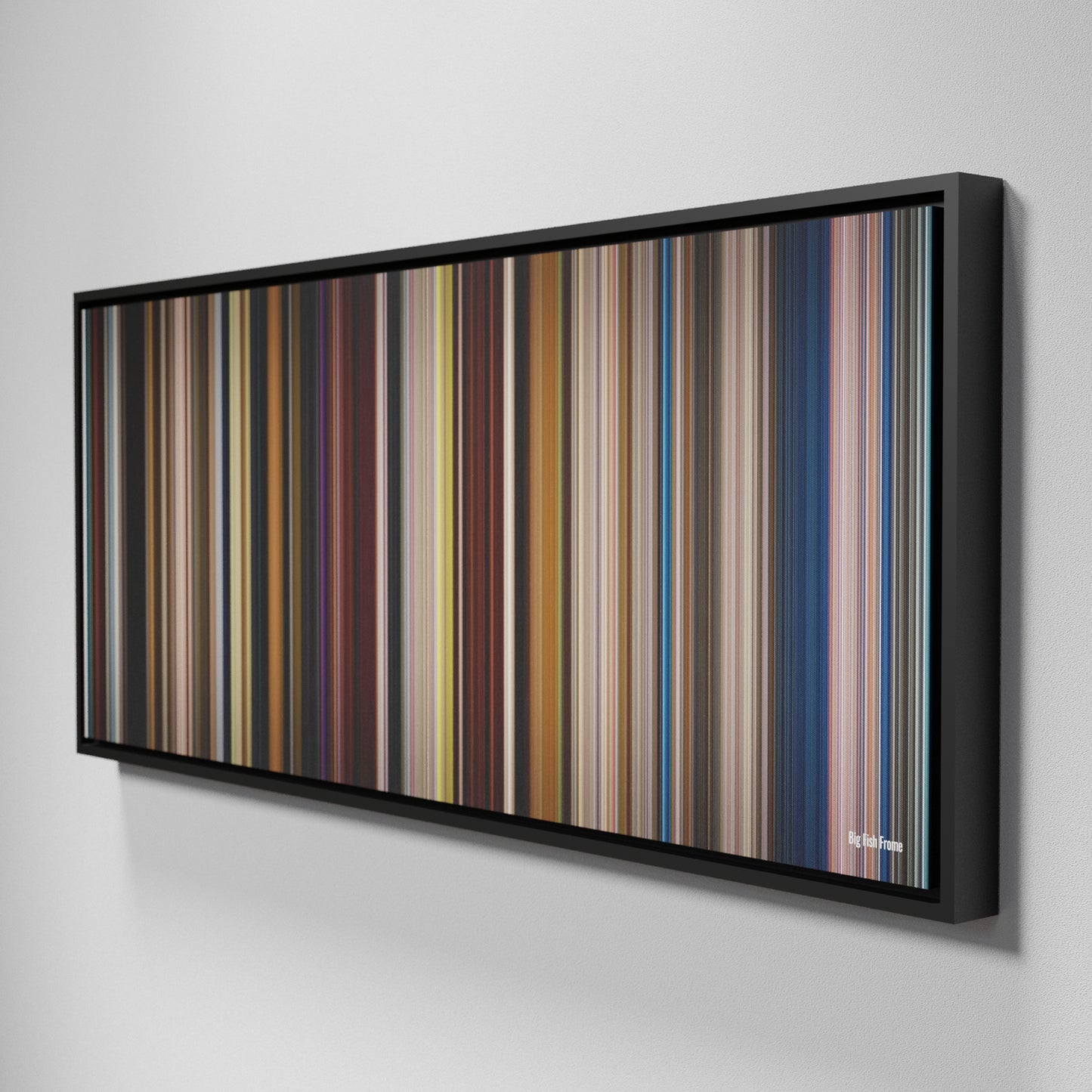 Side view of Framed Buff's of Big Fish Frome on the wall