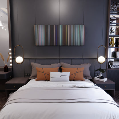 Bedroom interior with Uncut Gems Frome on the wall