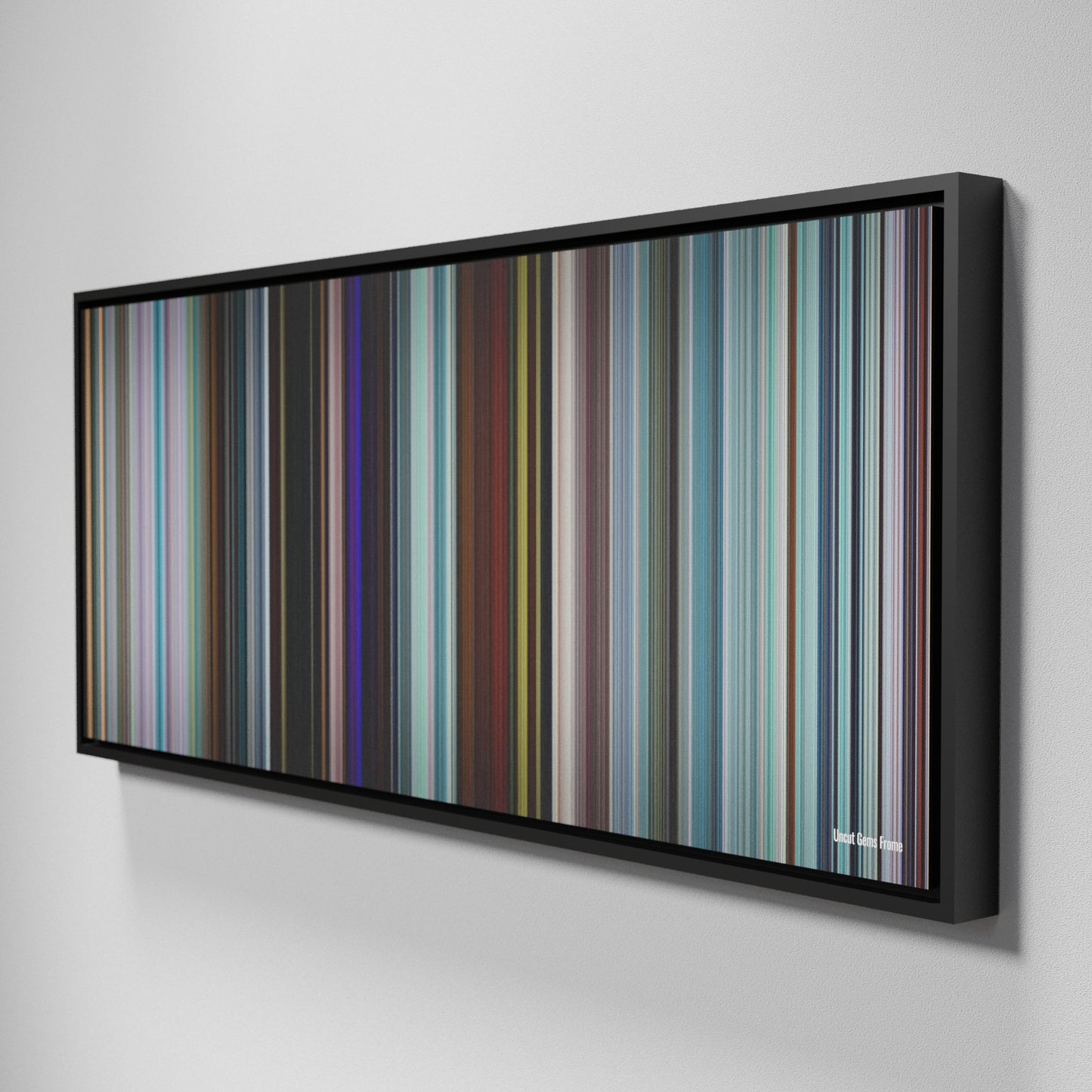 Side view of Framed Buff's of Uncut Gems Frome on the wall