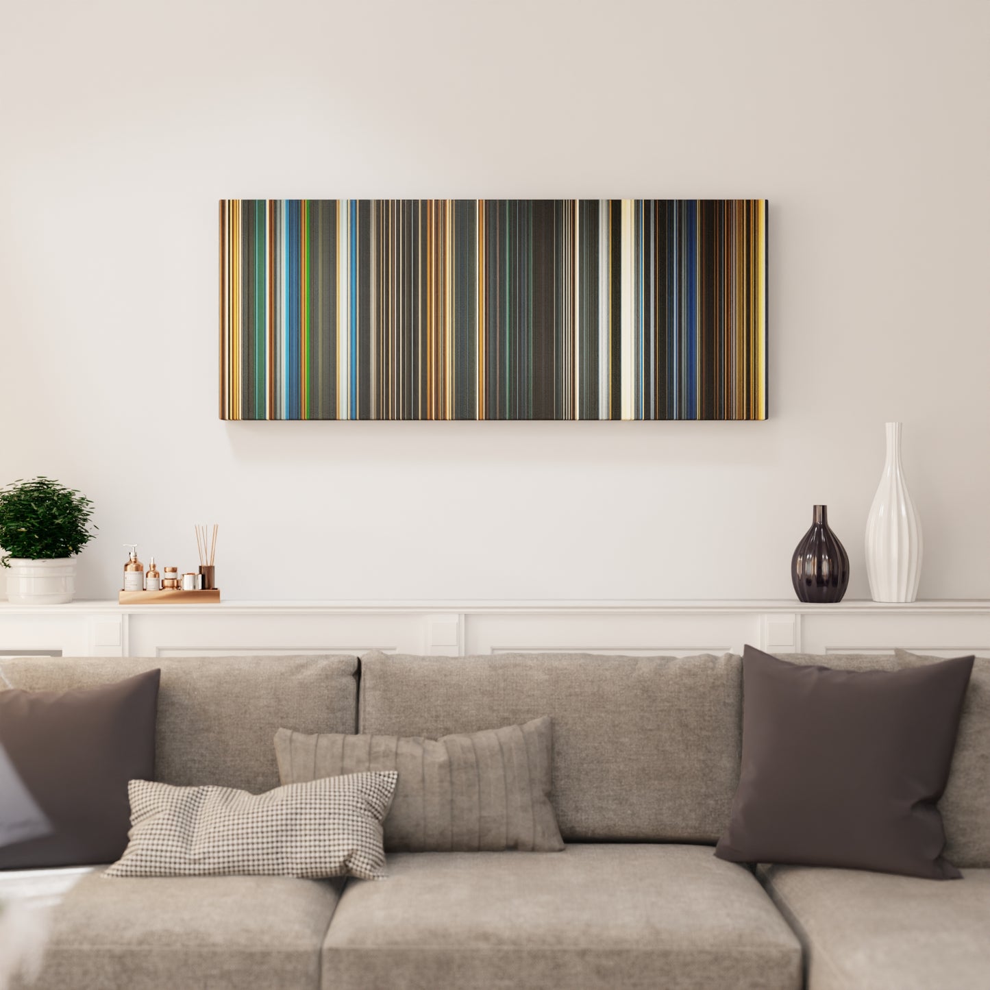 Living room interior with Sunshine Frome on the wall