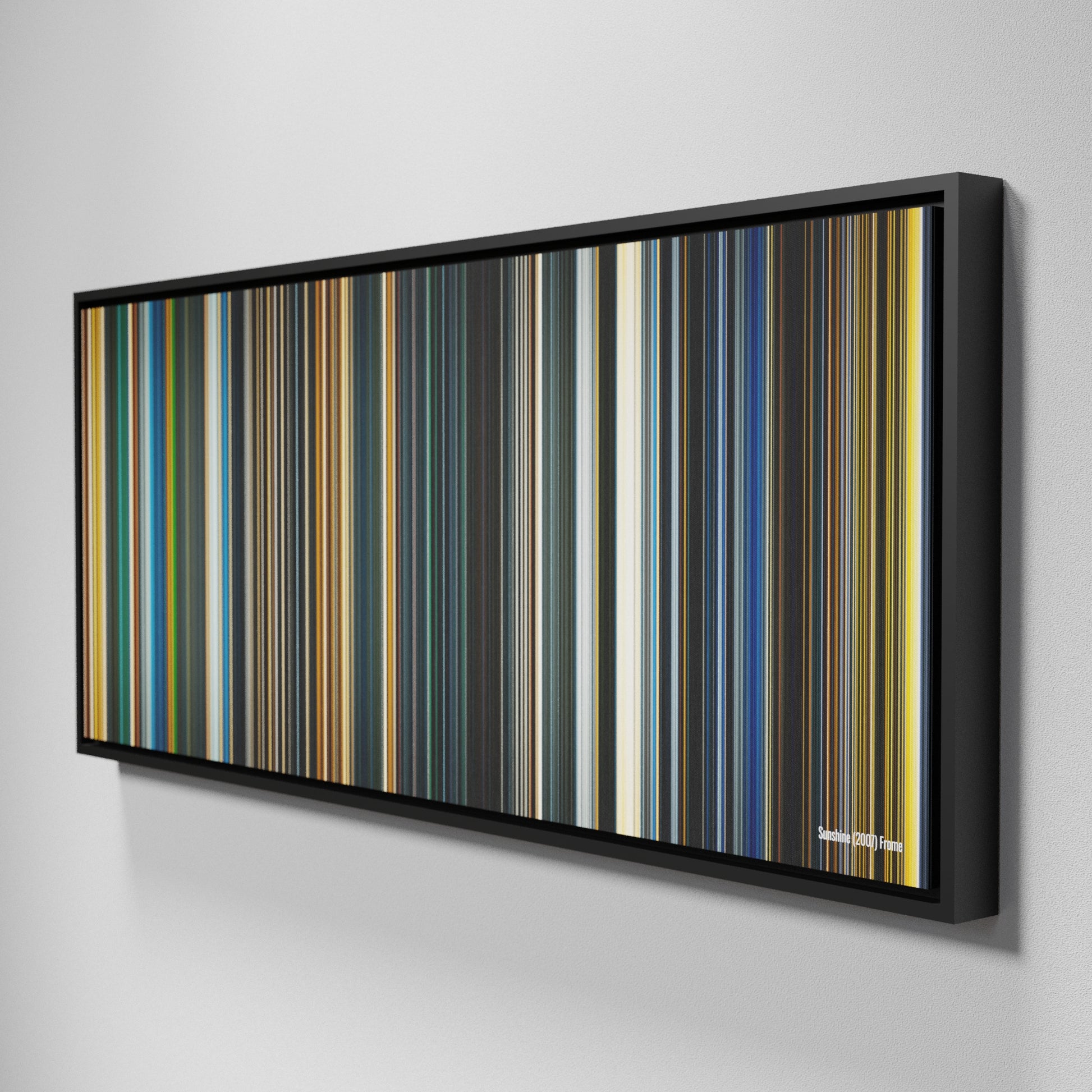 Side view of Framed Buff's of Sunshine Frome on the wall