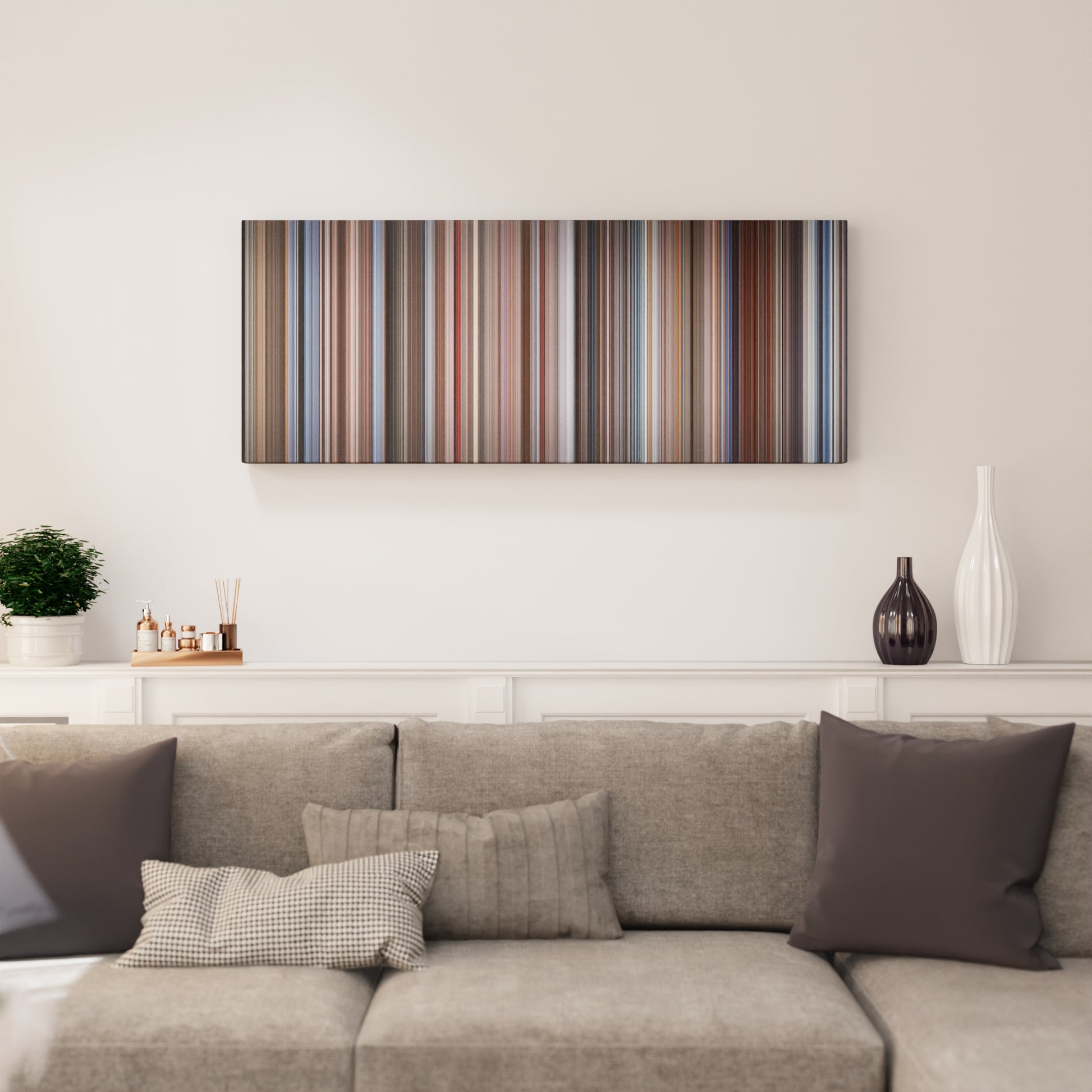 Living room interior with The Right Stuff Frome on the wall