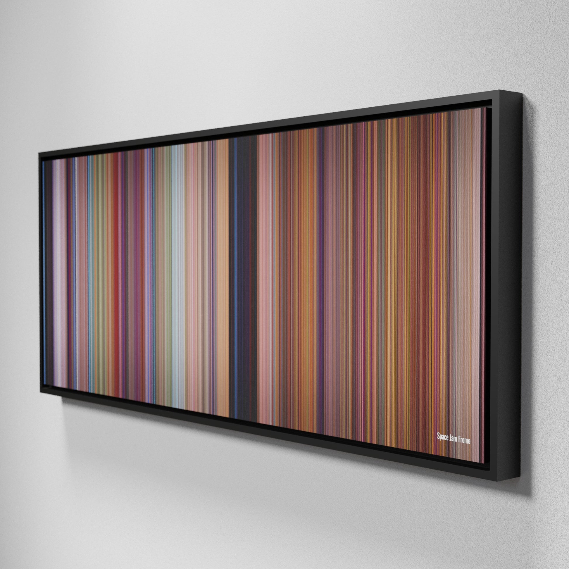 Side view of Framed Buff's of Space Jam Frome on the wall