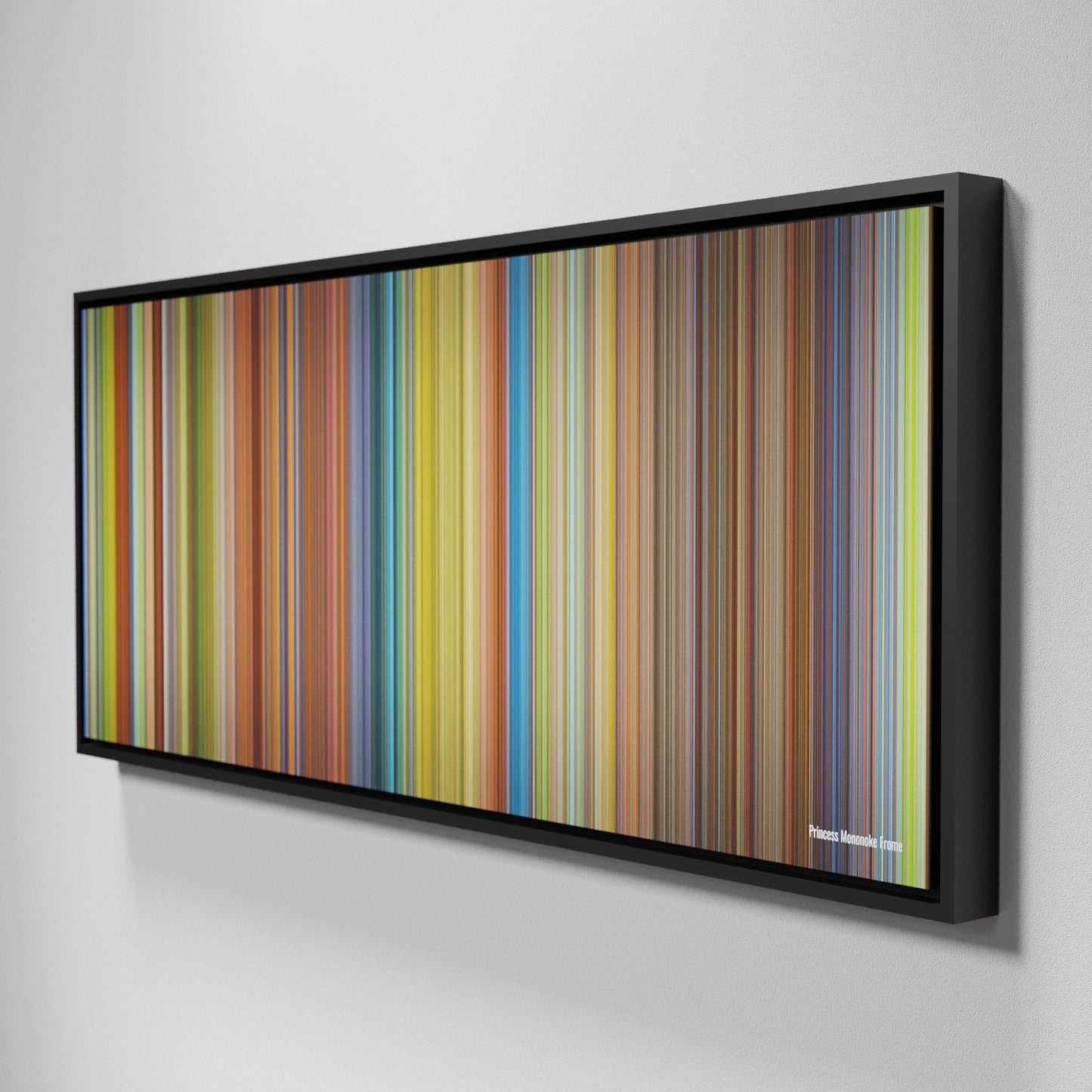 Side view of Framed Buff's of Princess Mononoke Frome on the wall