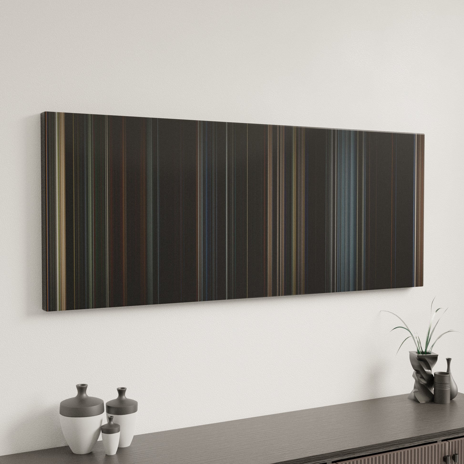 Minimal interior design with Godzilla Frome (2014) on the wall