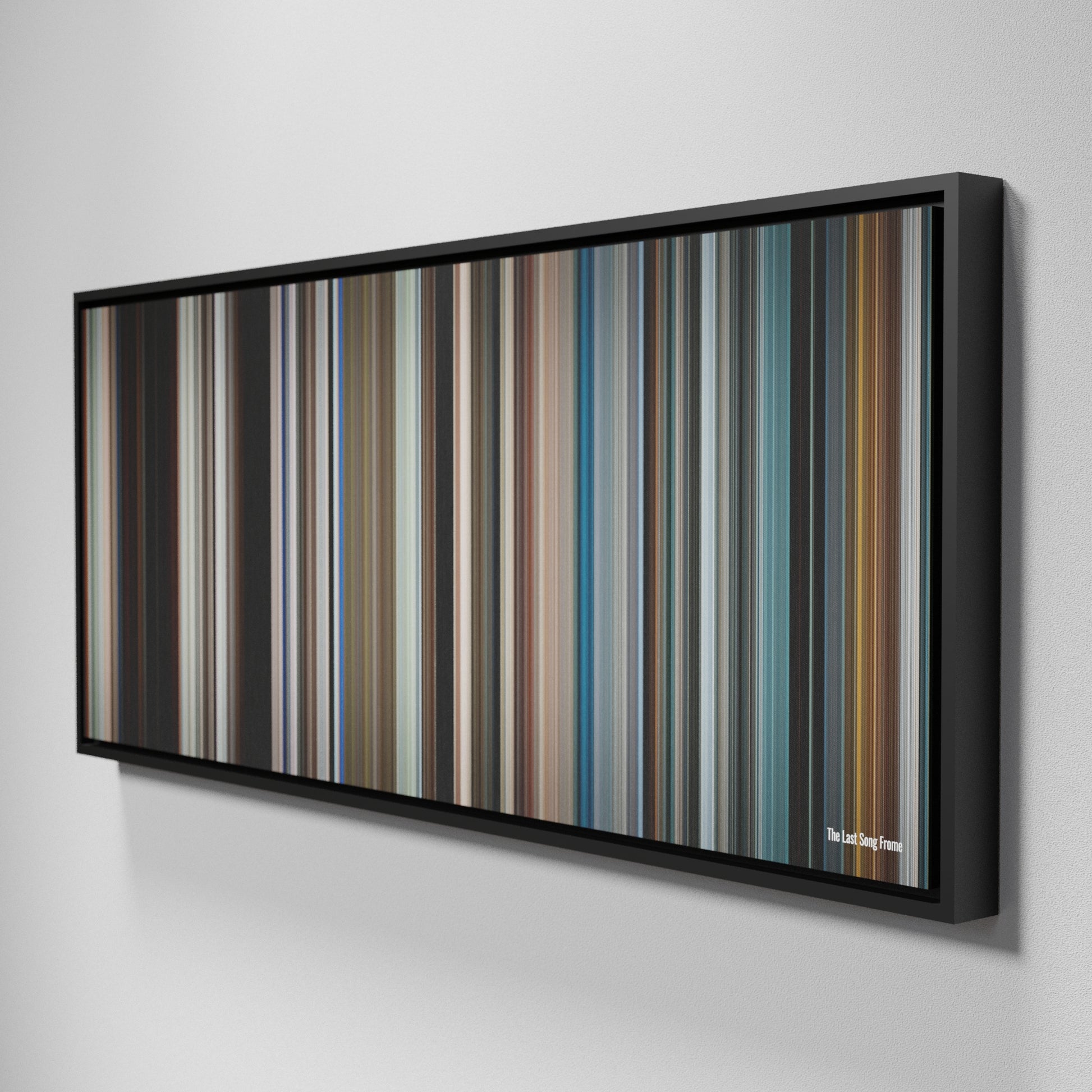 Side view of Framed Buff's of The Last Song Frome on the wall