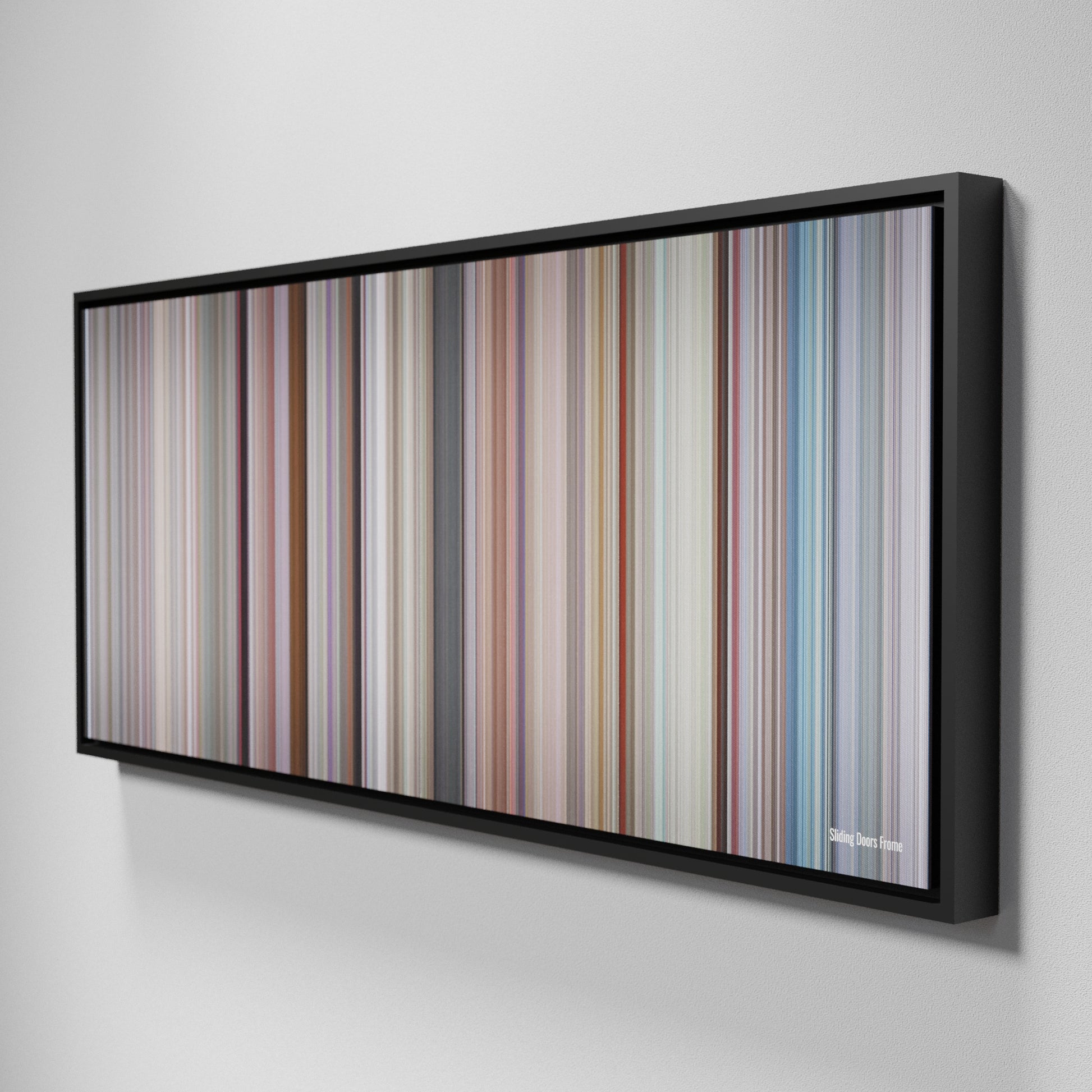 Side view of Framed Buff's of Sliding Doors Frome on the wall