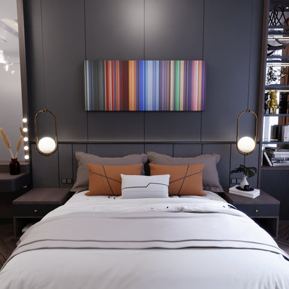 Bedroom interior with Hero Frome on the wall