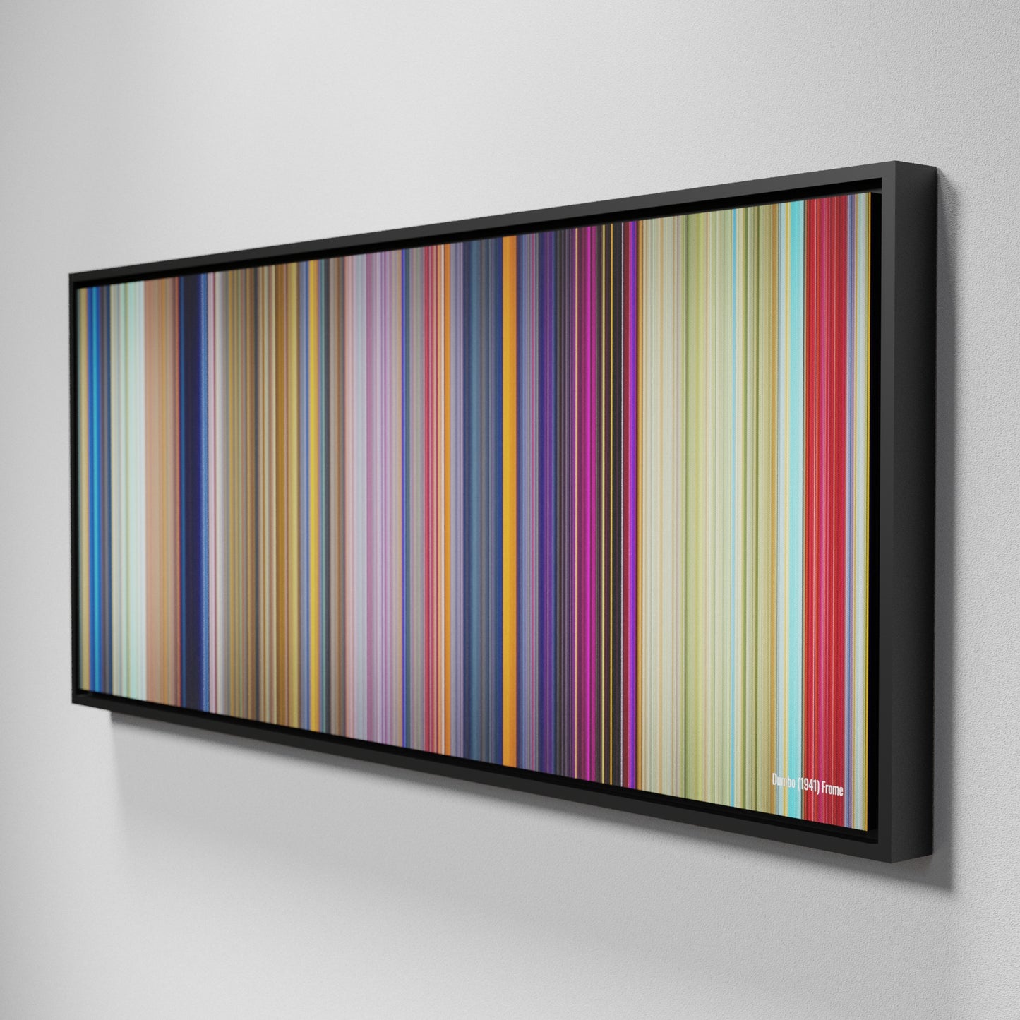 Side view of Framed Buff's of Dumbo Frome on the wall