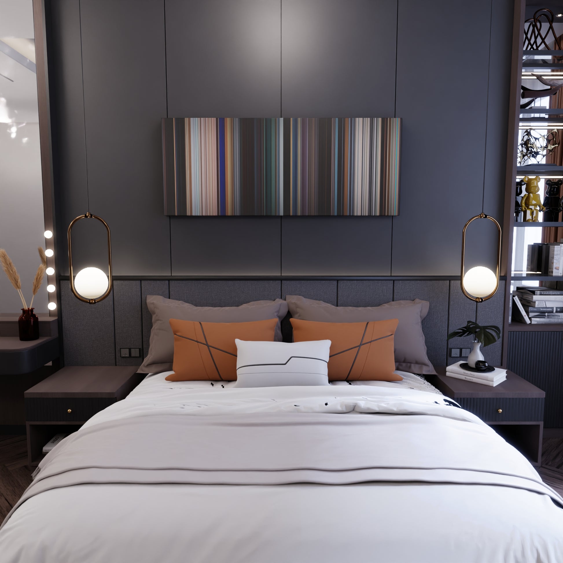 Bedroom interior with Black Panther Frome on the wall