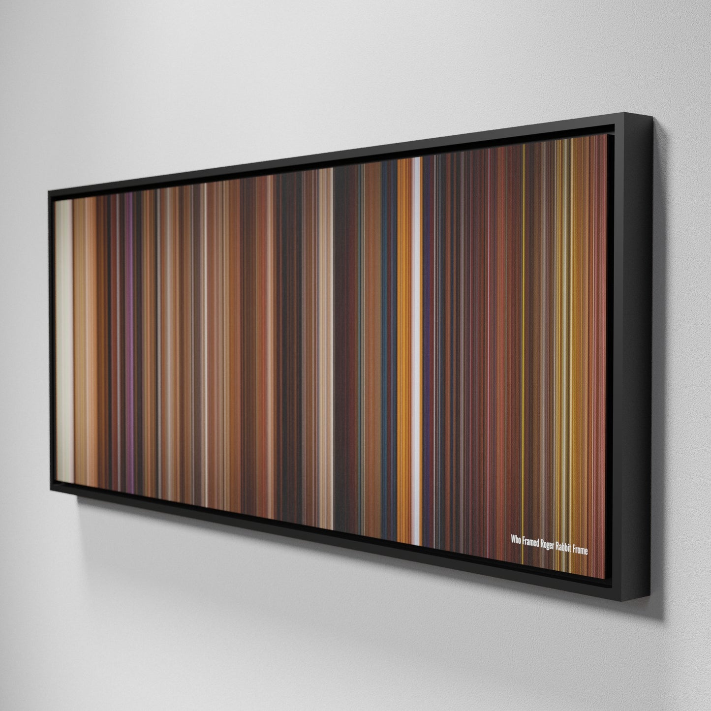 Side view of Framed Buff's of Who Framed Roger Rabbit Frome on the wall