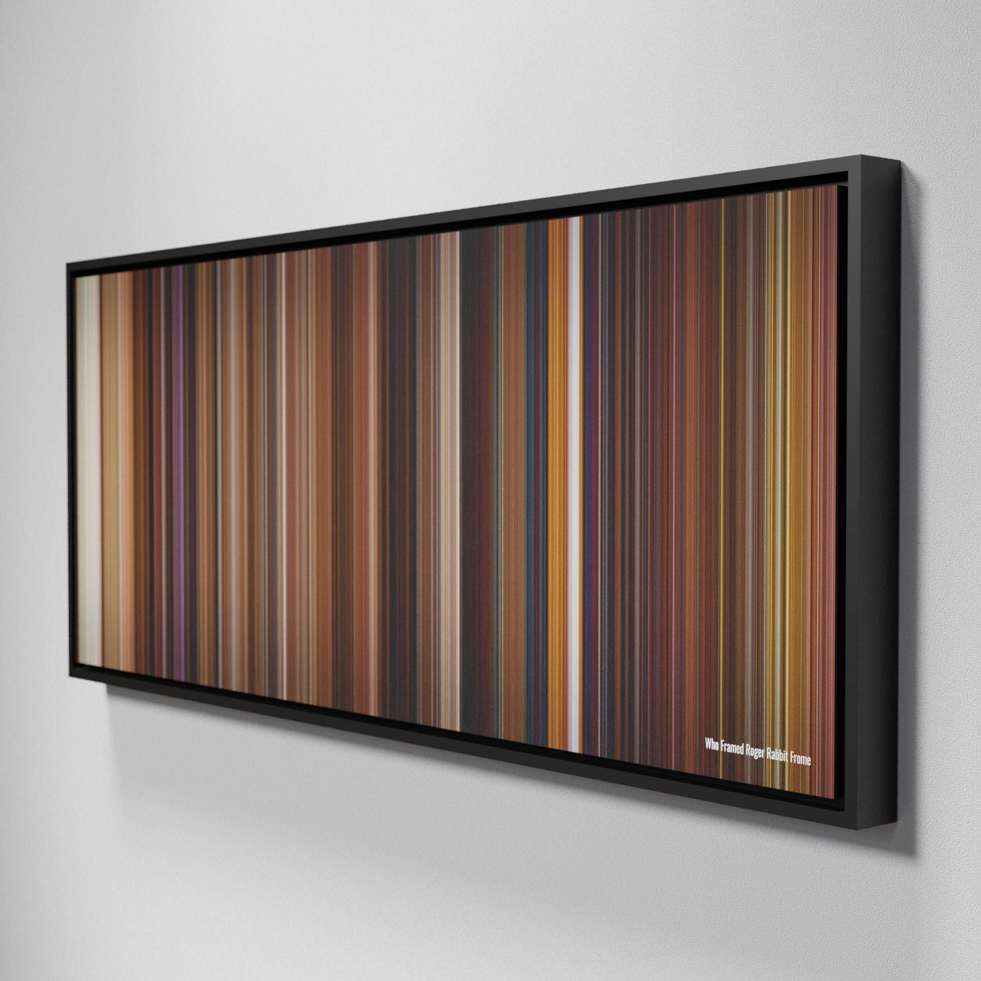 Side view of Framed Buff's of Who Framed Roger Rabbit Frome on the wall