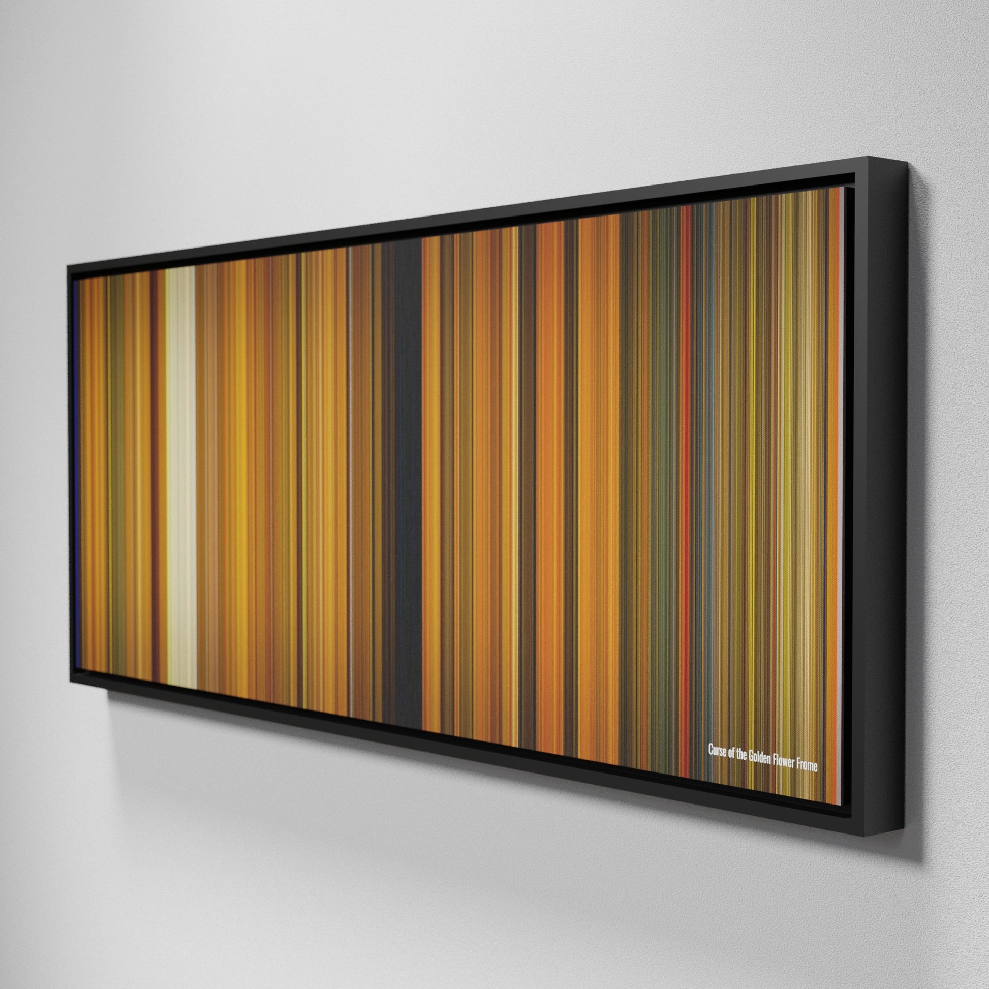 Side view of Framed Buff's of Curse of the Golden Flower Frome on the wall