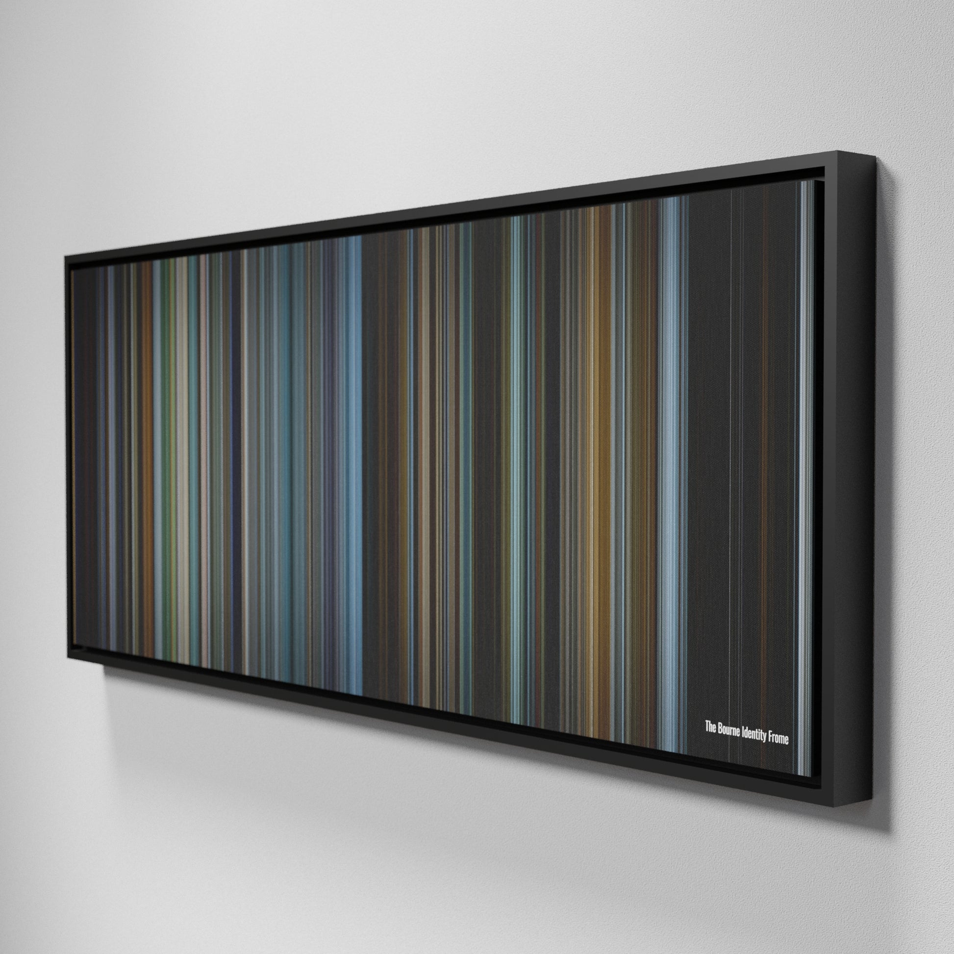 Side view of Framed Buff's of The Bourne Identity Frome on the wall