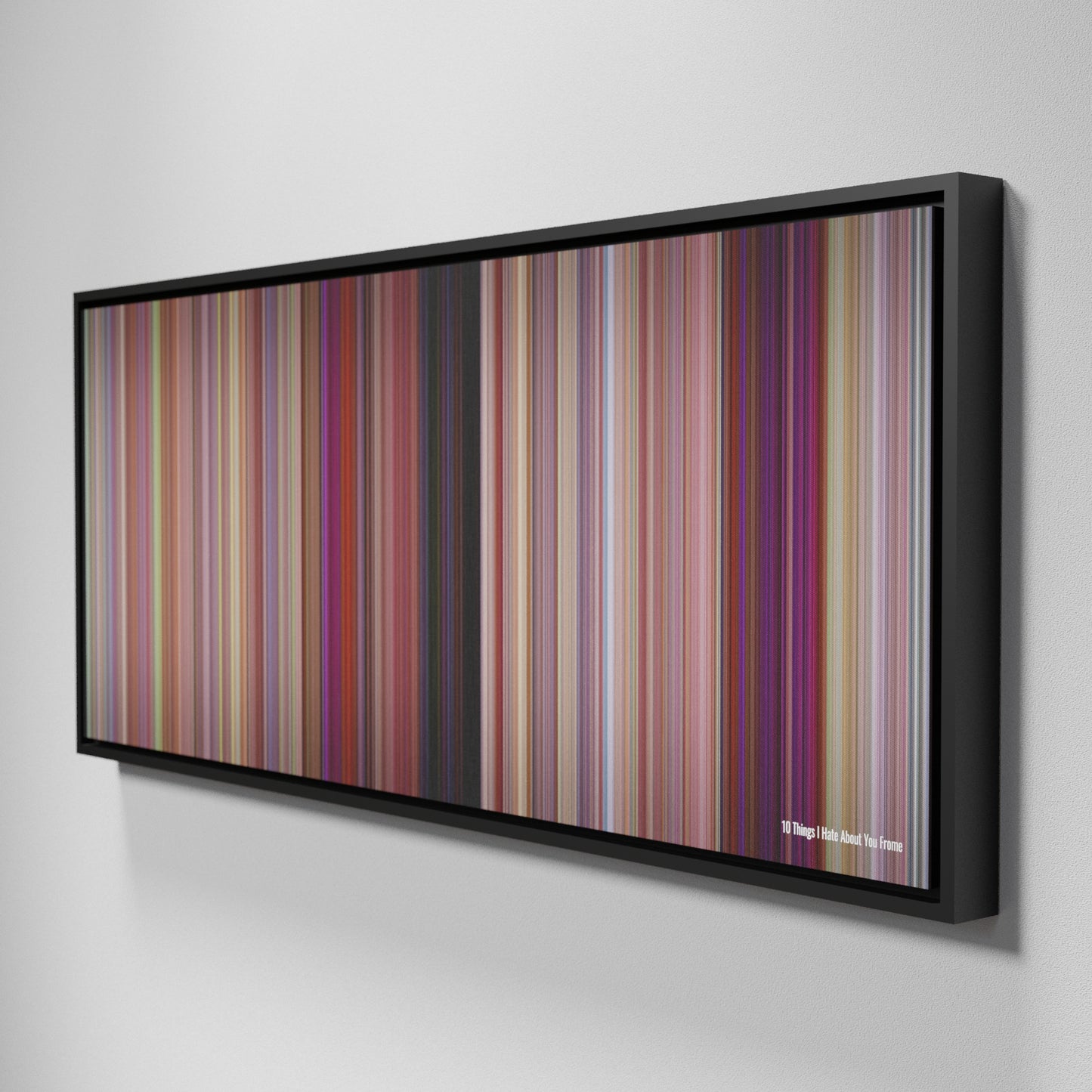 Side view of Framed Buff's of 10 Things I Hate About You Frome on the wall